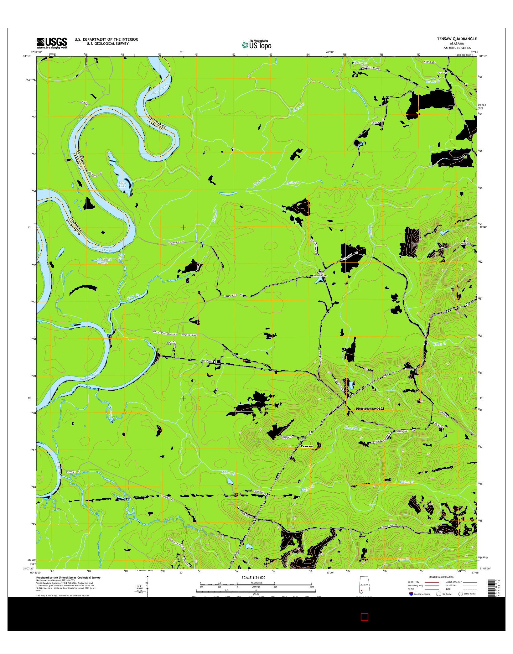 USGS US TOPO 7.5-MINUTE MAP FOR TENSAW, AL 2014