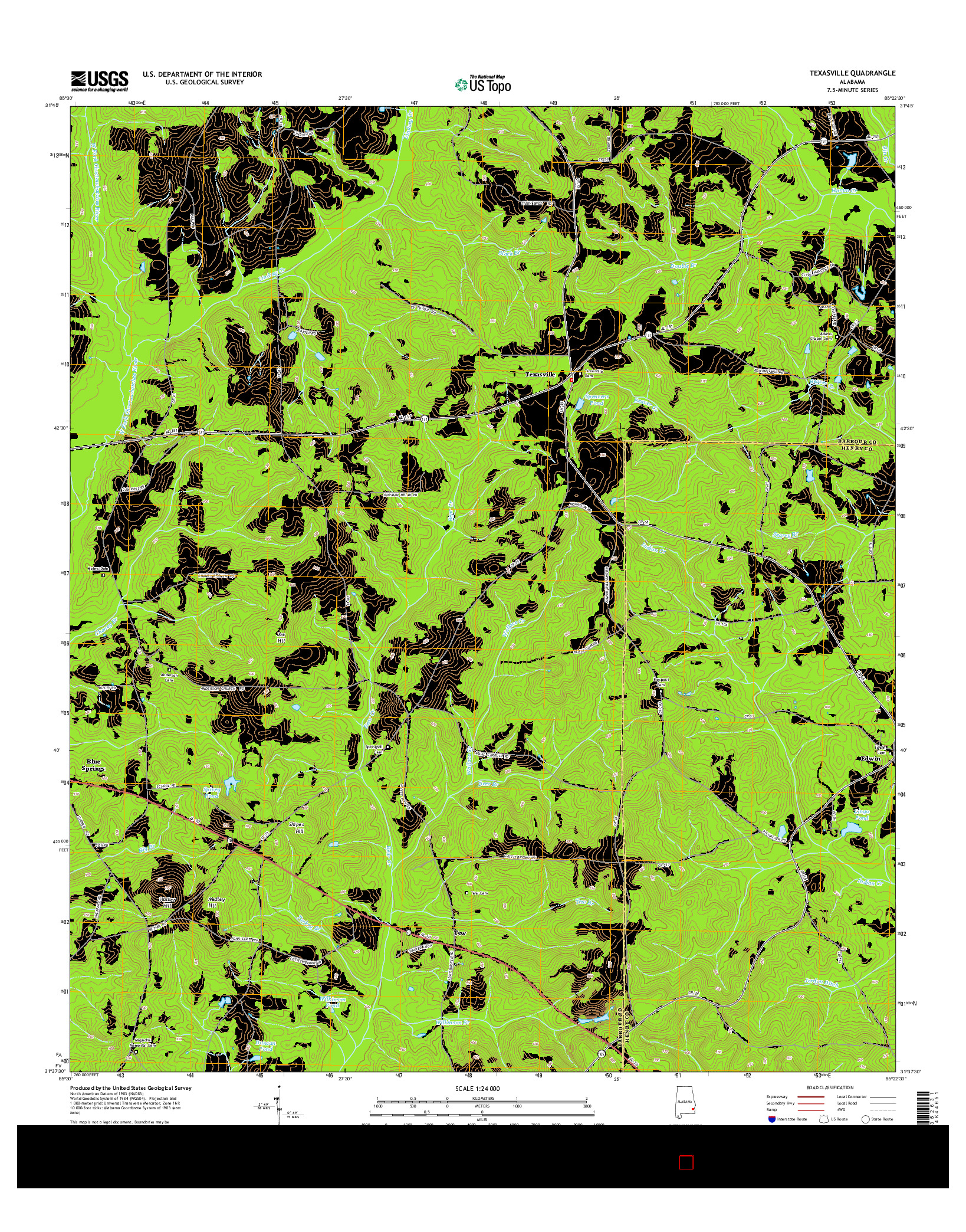 USGS US TOPO 7.5-MINUTE MAP FOR TEXASVILLE, AL 2014