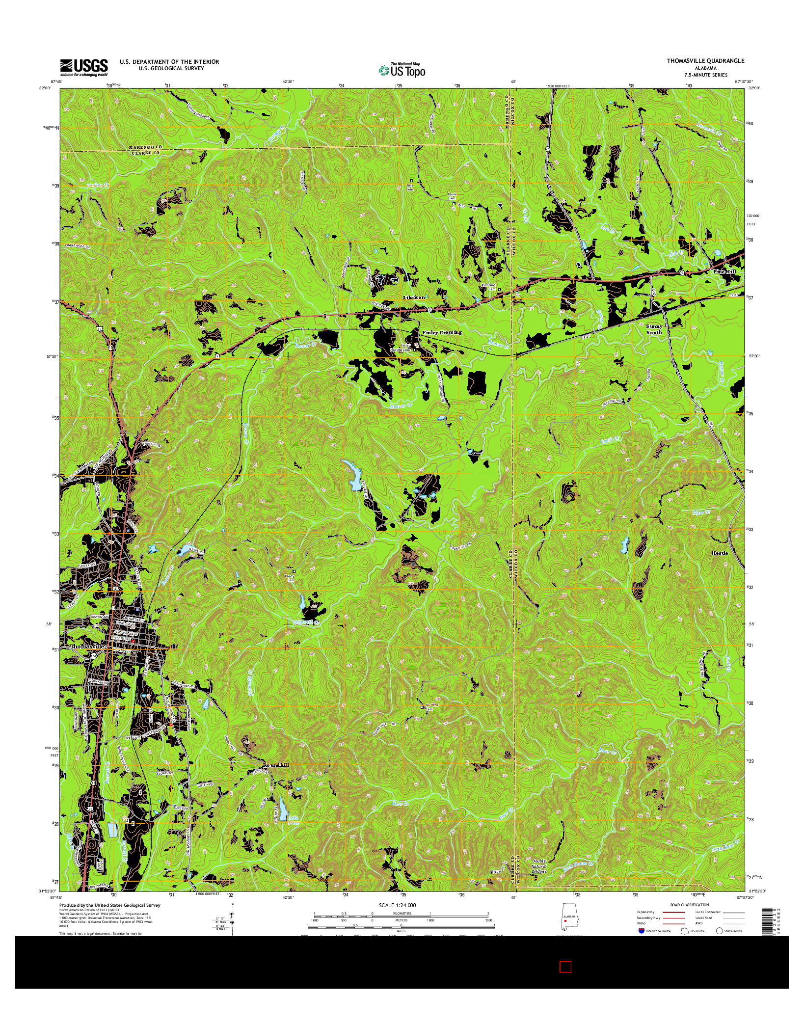 USGS US TOPO 7.5-MINUTE MAP FOR THOMASVILLE, AL 2014