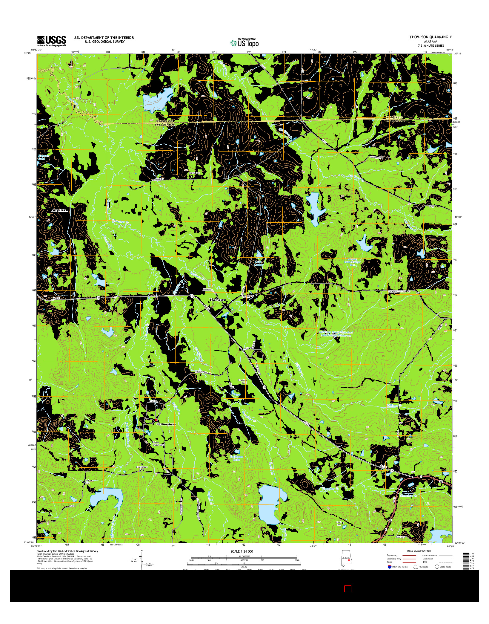 USGS US TOPO 7.5-MINUTE MAP FOR THOMPSON, AL 2014