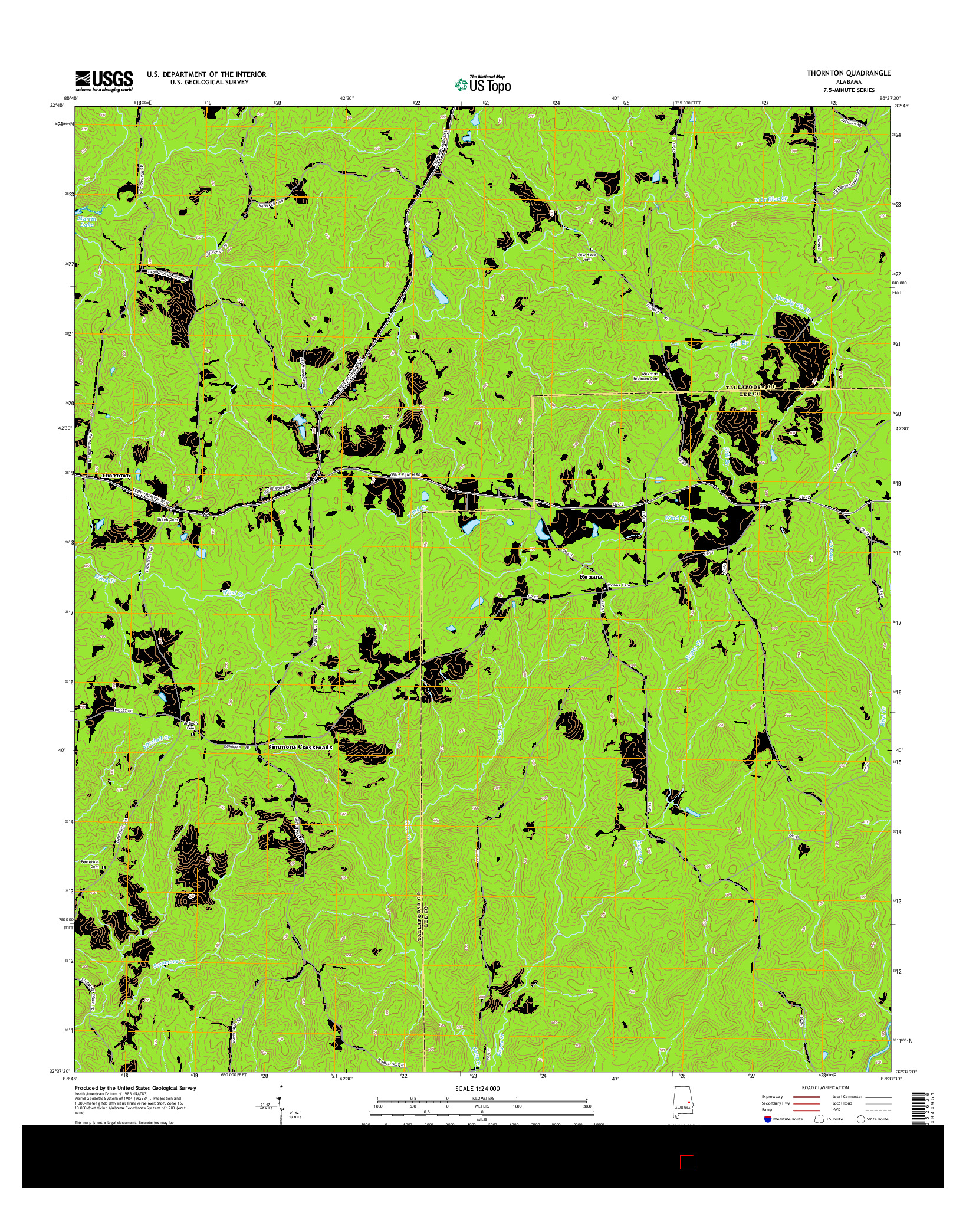 USGS US TOPO 7.5-MINUTE MAP FOR THORNTON, AL 2014