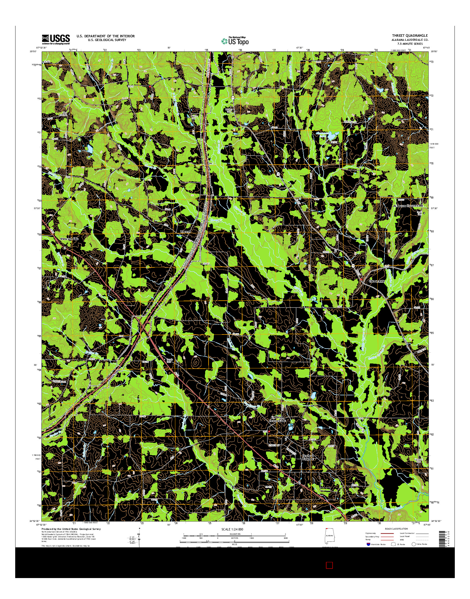 USGS US TOPO 7.5-MINUTE MAP FOR THREET, AL 2014