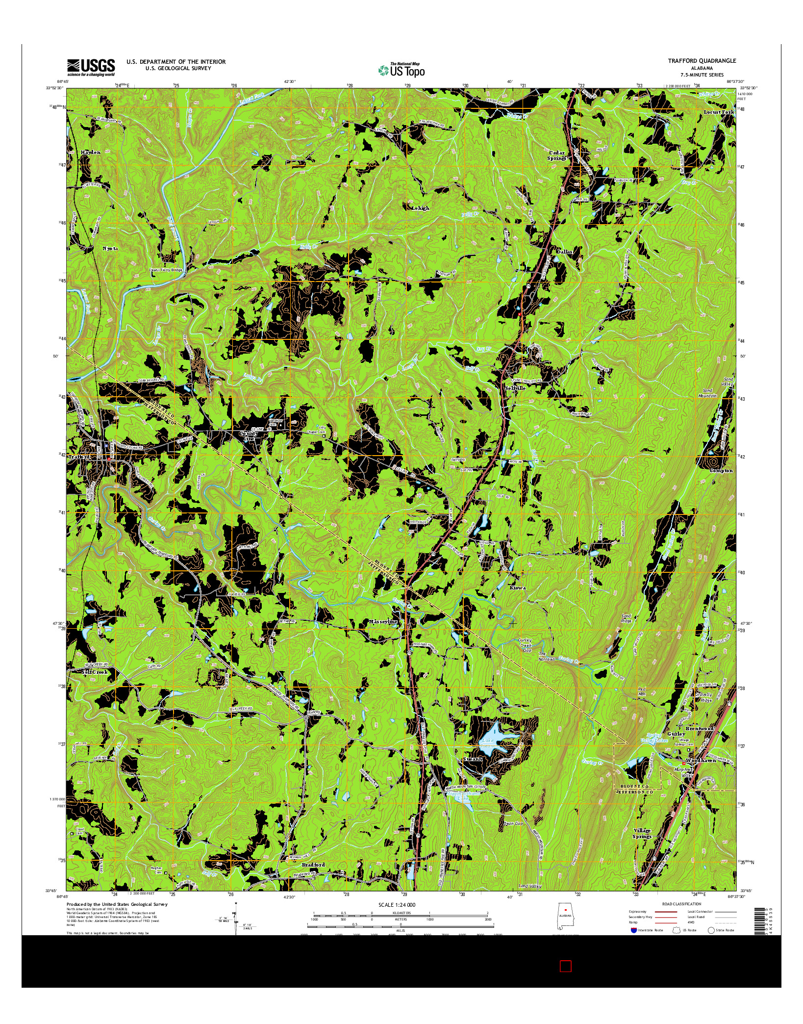 USGS US TOPO 7.5-MINUTE MAP FOR TRAFFORD, AL 2014