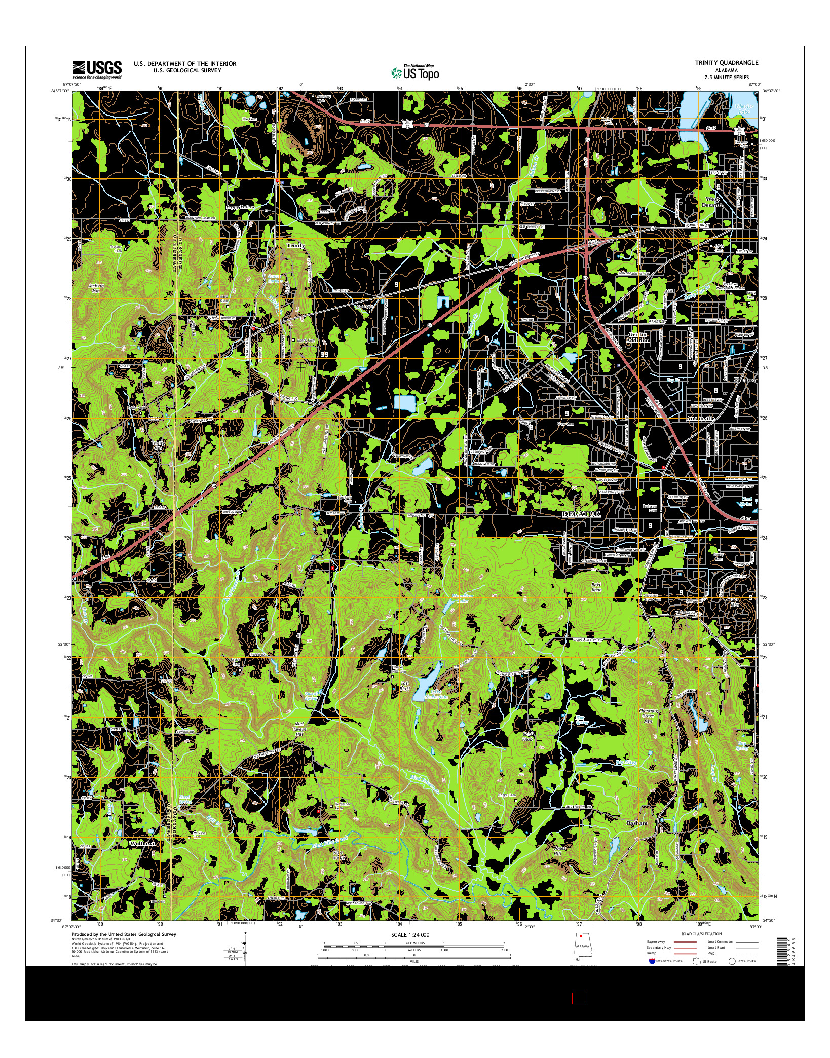 USGS US TOPO 7.5-MINUTE MAP FOR TRINITY, AL 2014