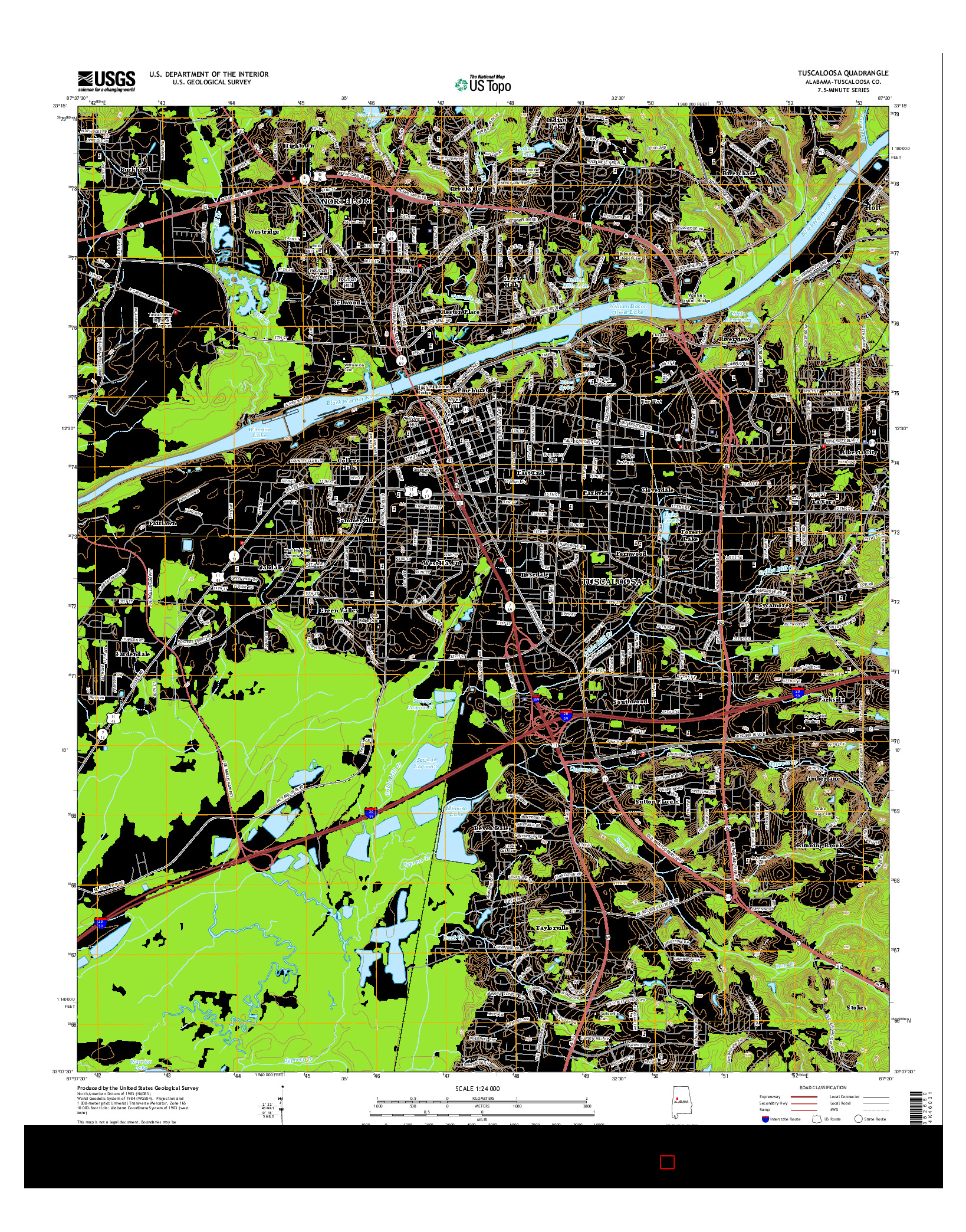 USGS US TOPO 7.5-MINUTE MAP FOR TUSCALOOSA, AL 2014