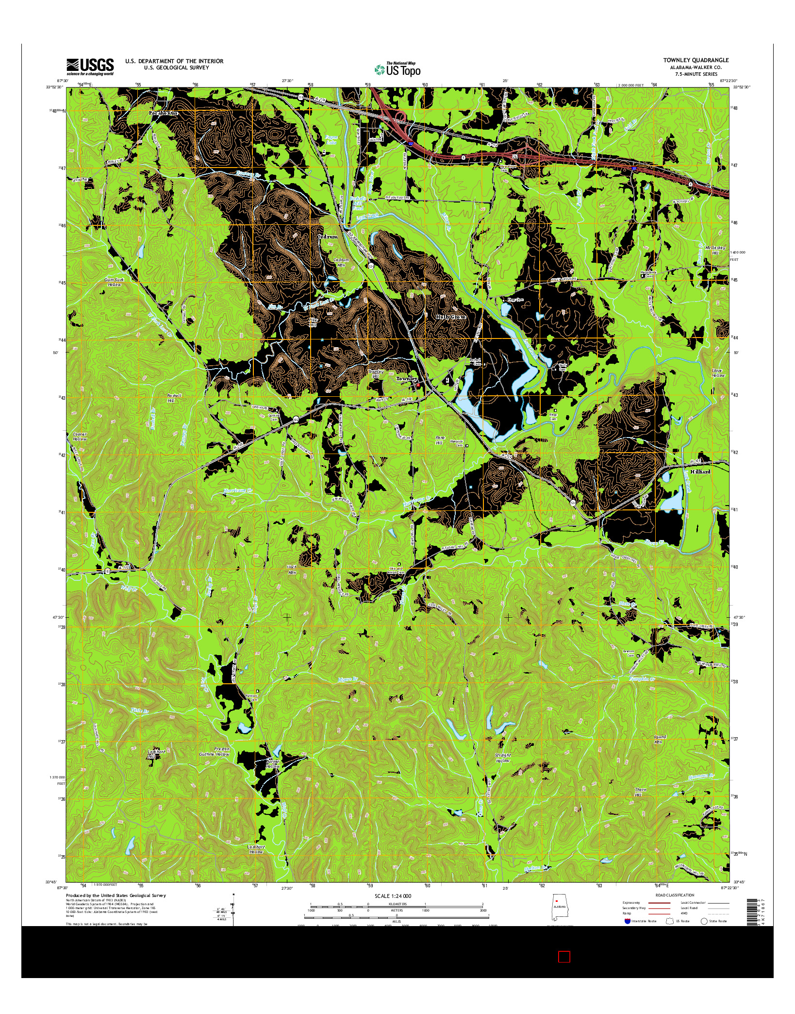 USGS US TOPO 7.5-MINUTE MAP FOR TOWNLEY, AL 2014