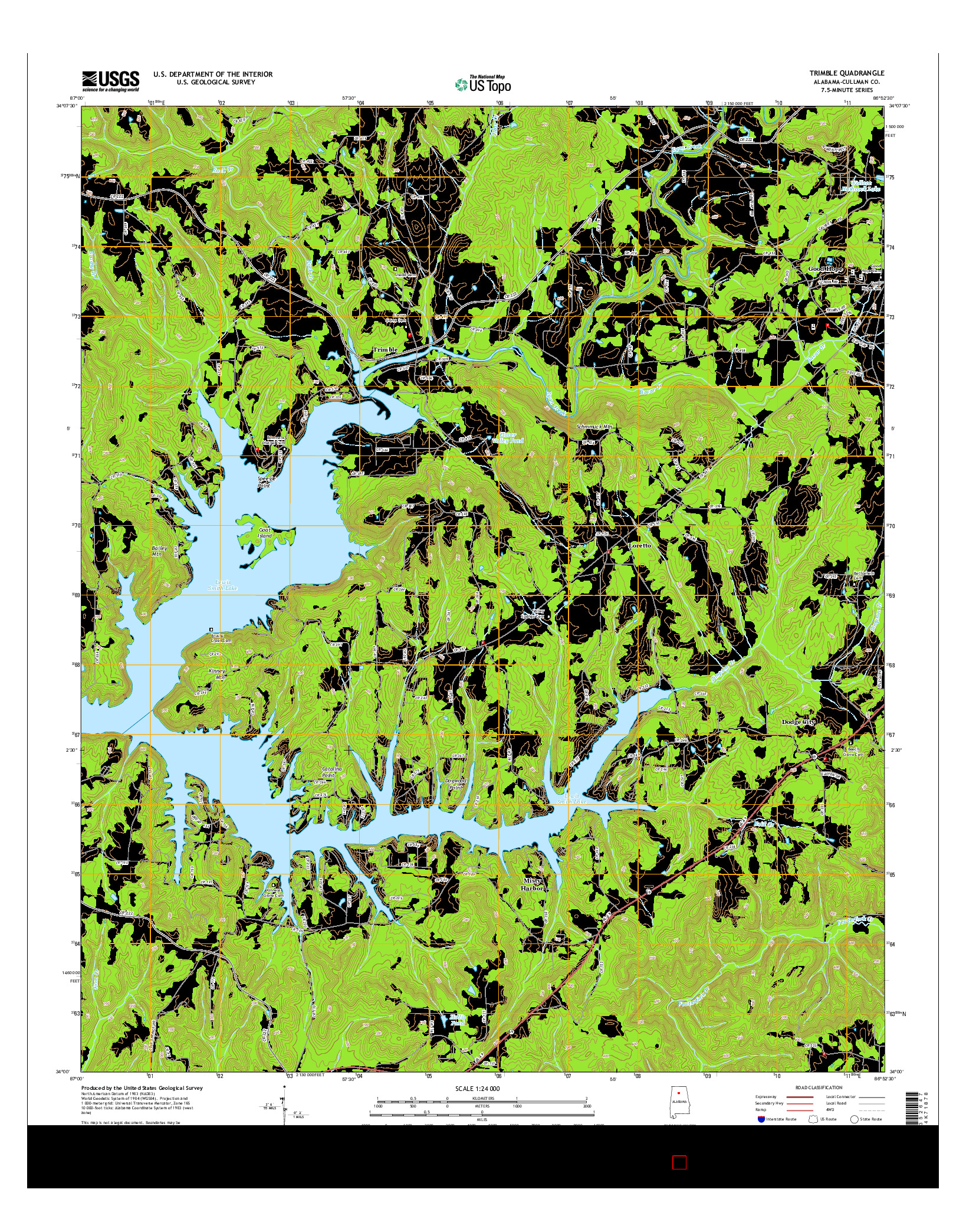USGS US TOPO 7.5-MINUTE MAP FOR TRIMBLE, AL 2014