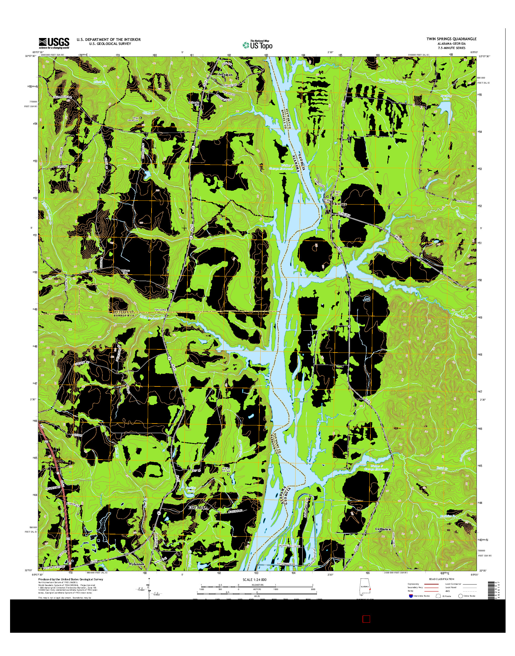 USGS US TOPO 7.5-MINUTE MAP FOR TWIN SPRINGS, AL-GA 2014