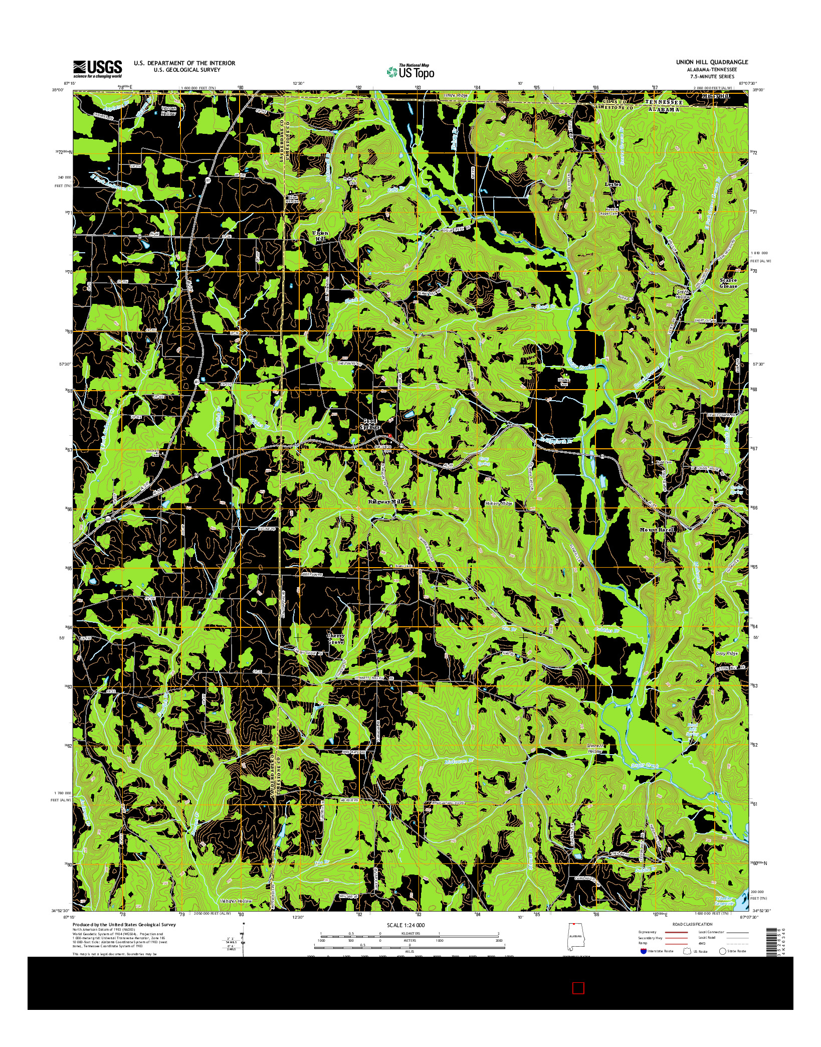 USGS US TOPO 7.5-MINUTE MAP FOR UNION HILL, AL-TN 2014
