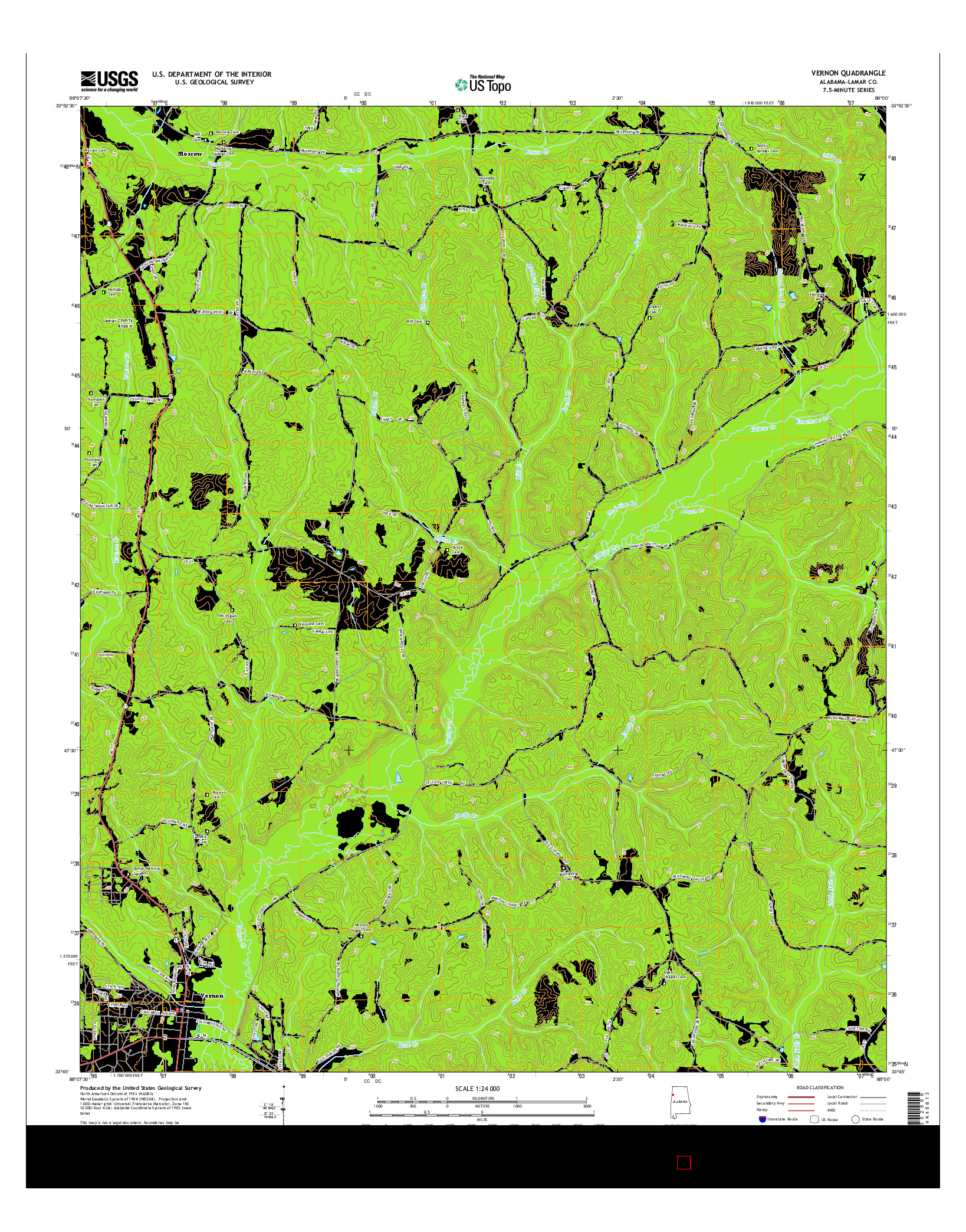 USGS US TOPO 7.5-MINUTE MAP FOR VERNON, AL 2014