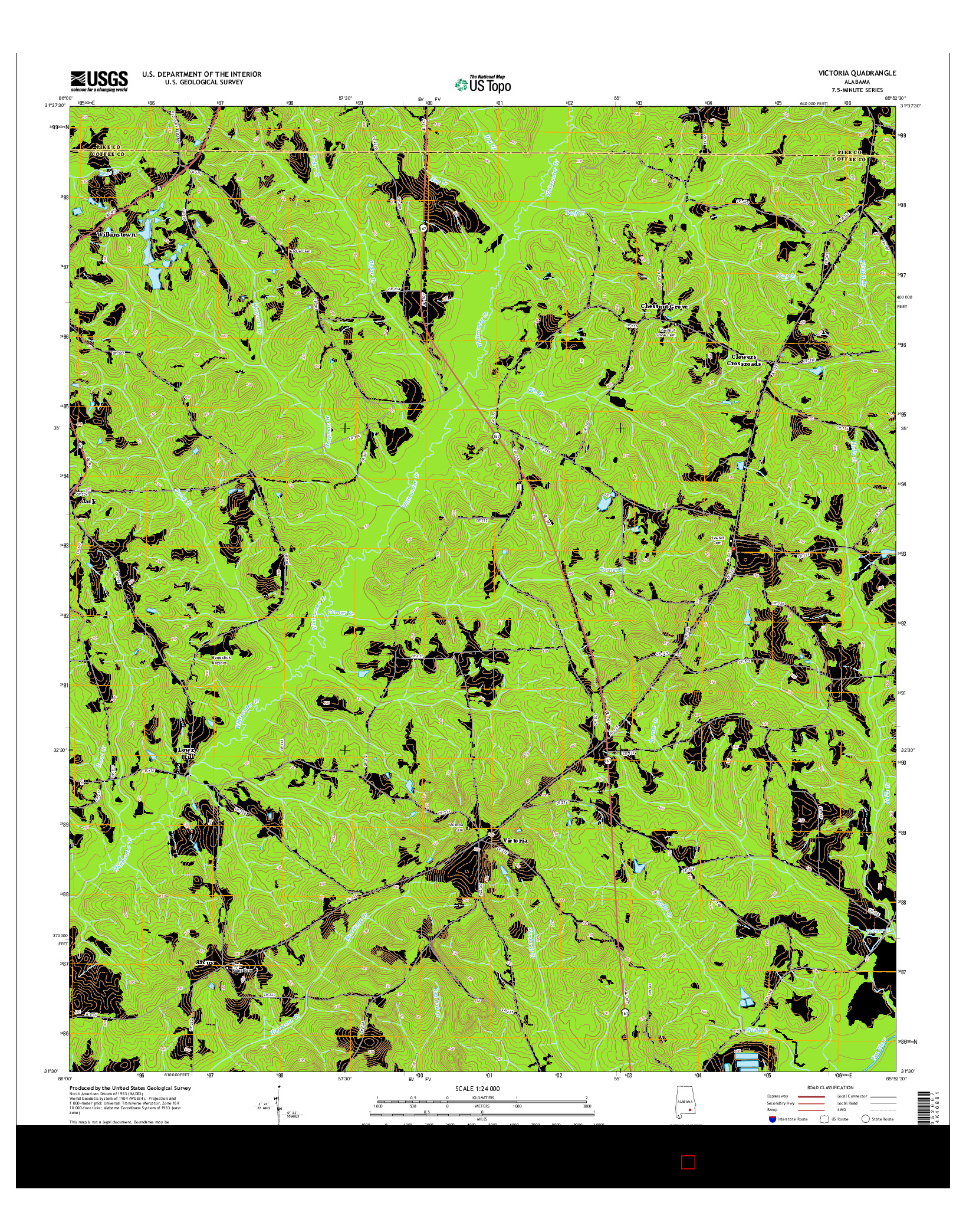 USGS US TOPO 7.5-MINUTE MAP FOR VICTORIA, AL 2014