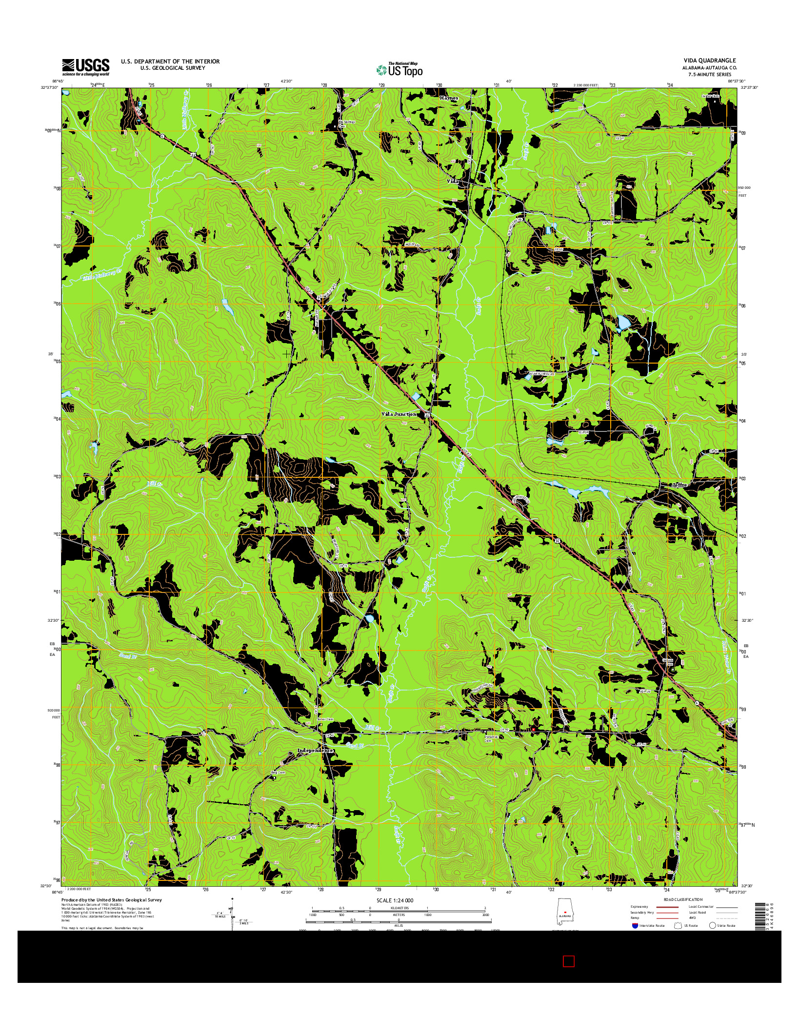 USGS US TOPO 7.5-MINUTE MAP FOR VIDA, AL 2014