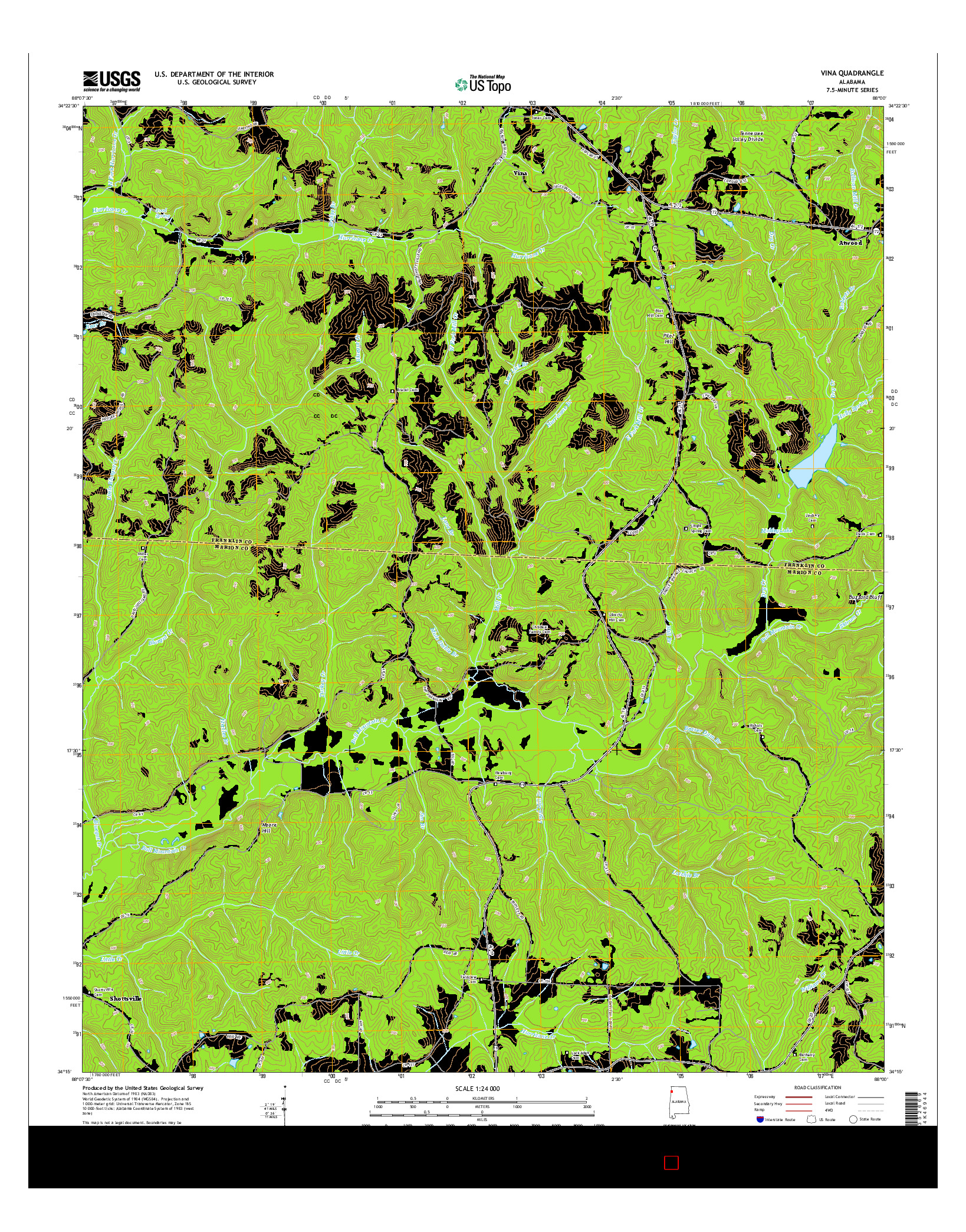 USGS US TOPO 7.5-MINUTE MAP FOR VINA, AL 2014