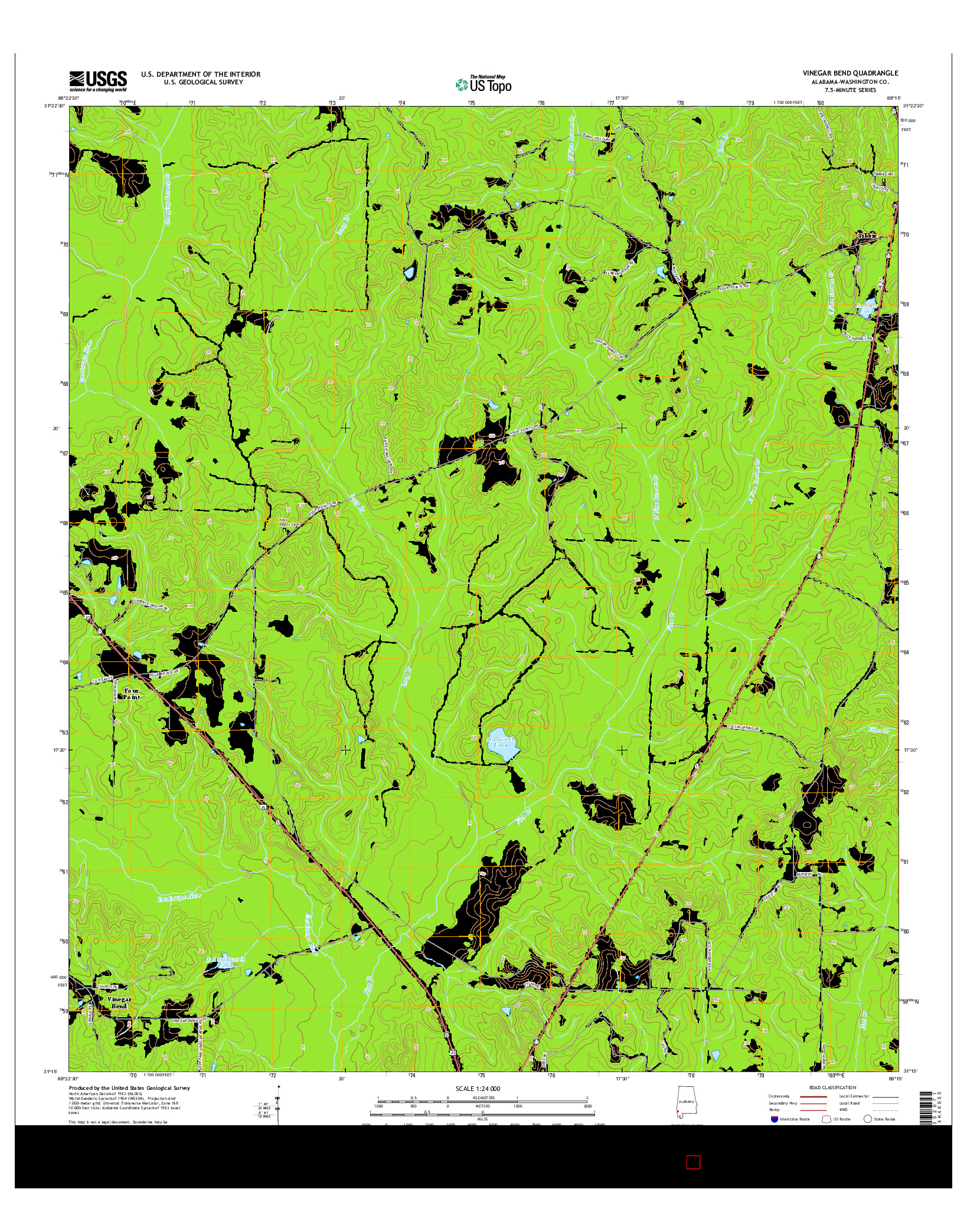 USGS US TOPO 7.5-MINUTE MAP FOR VINEGAR BEND, AL 2014