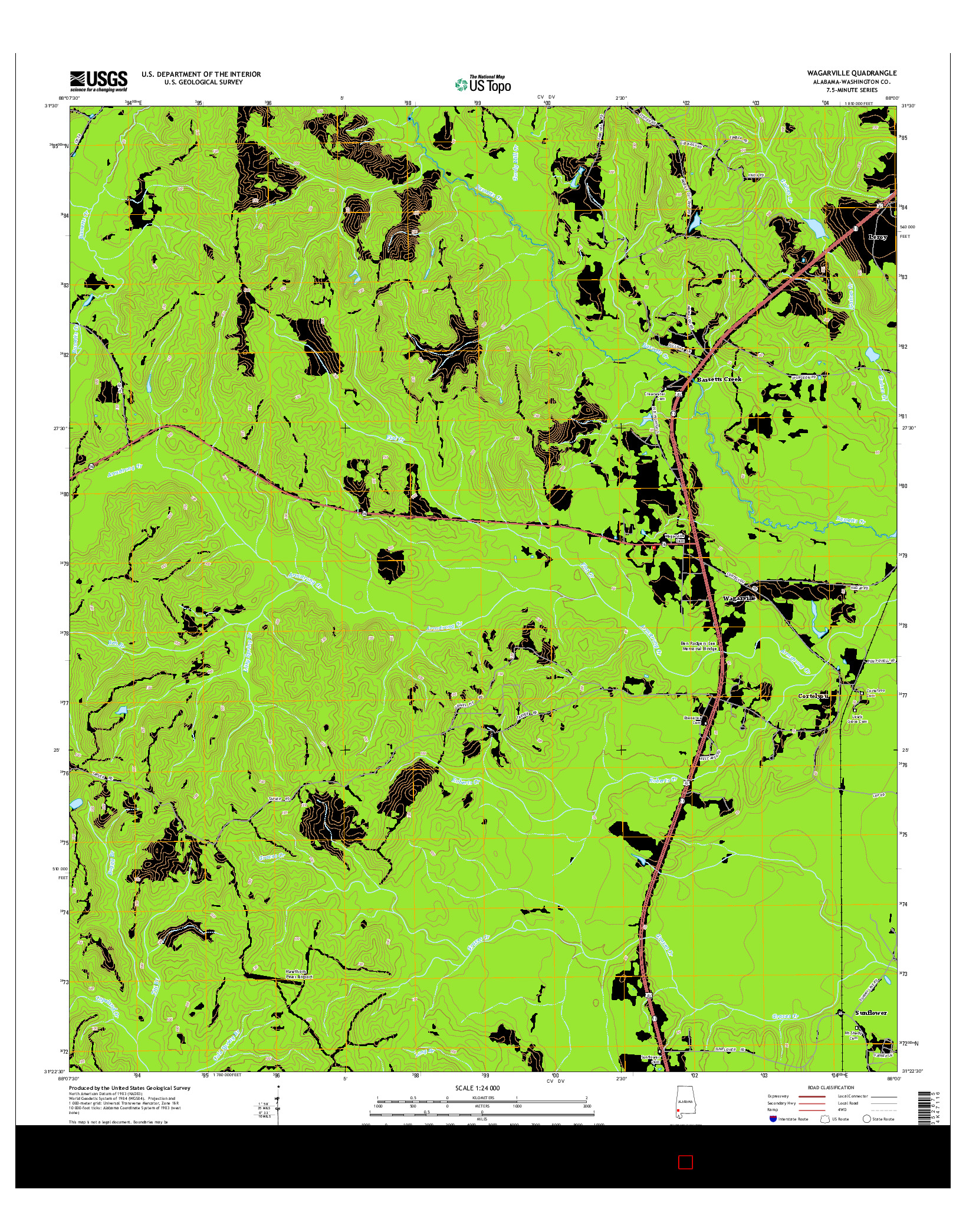 USGS US TOPO 7.5-MINUTE MAP FOR WAGARVILLE, AL 2014