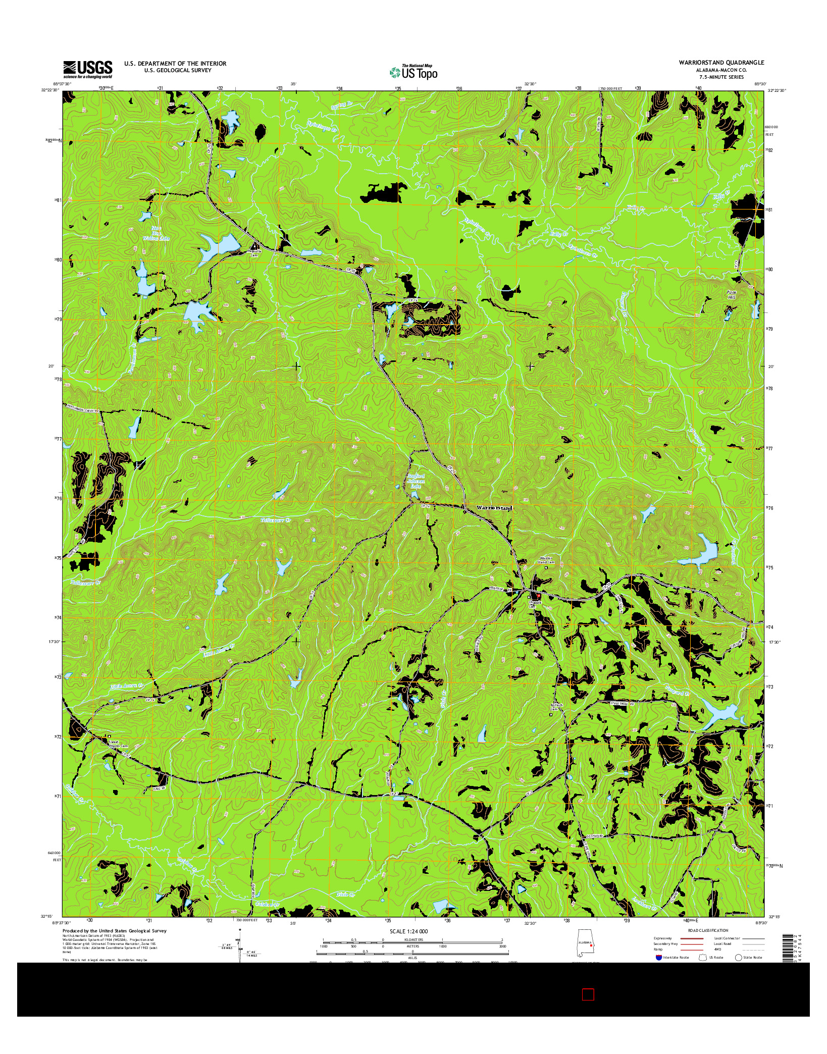 USGS US TOPO 7.5-MINUTE MAP FOR WARRIORSTAND, AL 2014