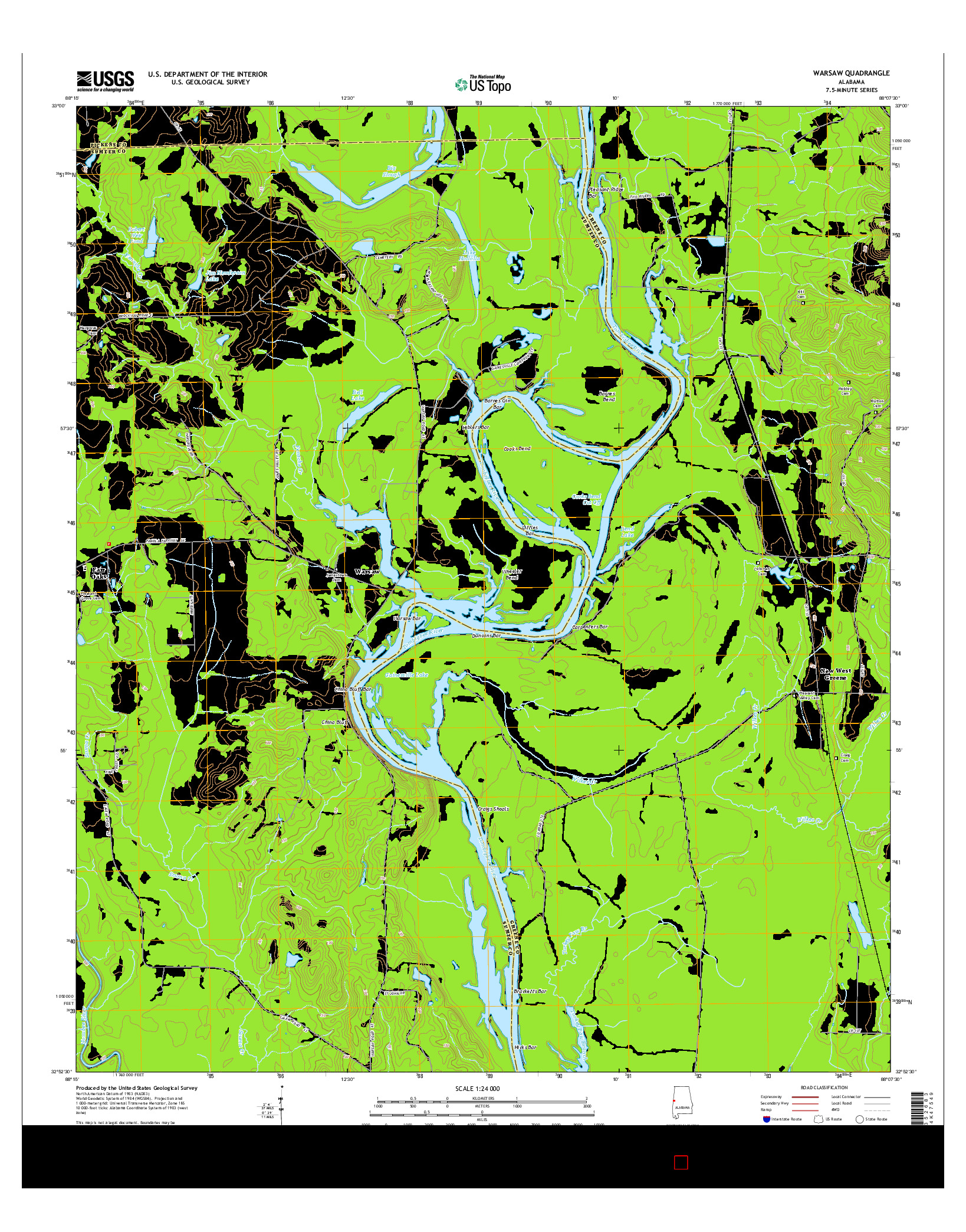 USGS US TOPO 7.5-MINUTE MAP FOR WARSAW, AL 2014