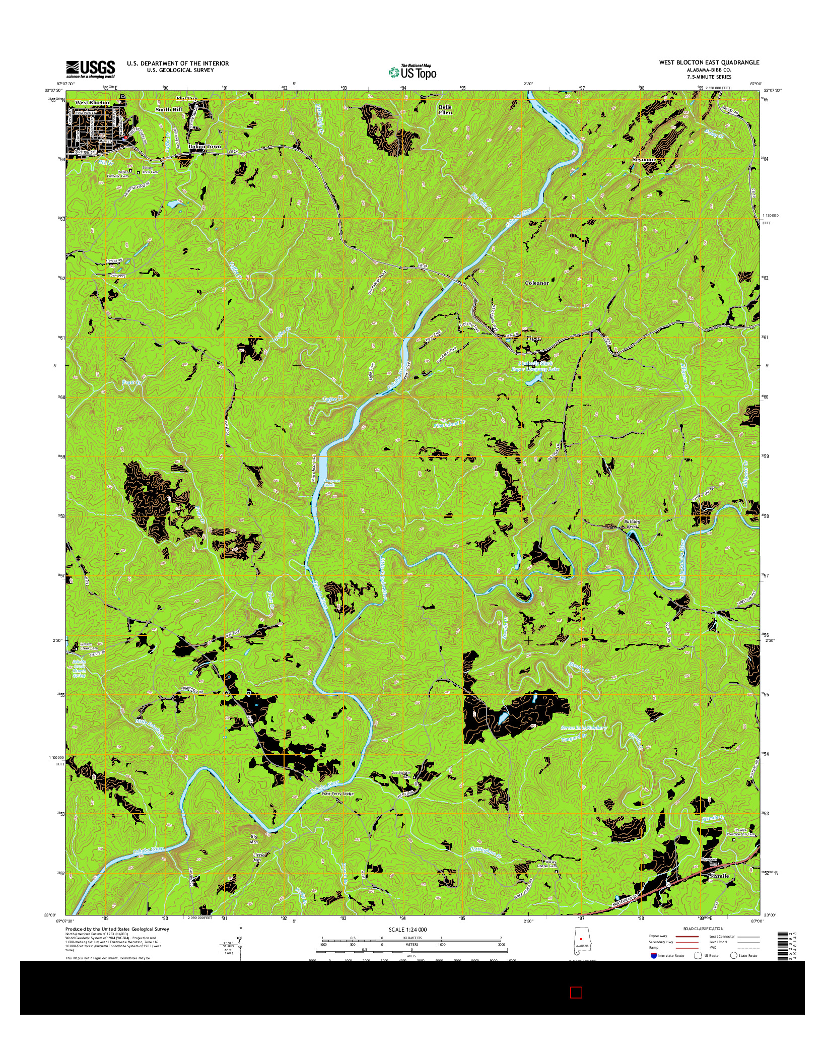 USGS US TOPO 7.5-MINUTE MAP FOR WEST BLOCTON EAST, AL 2014