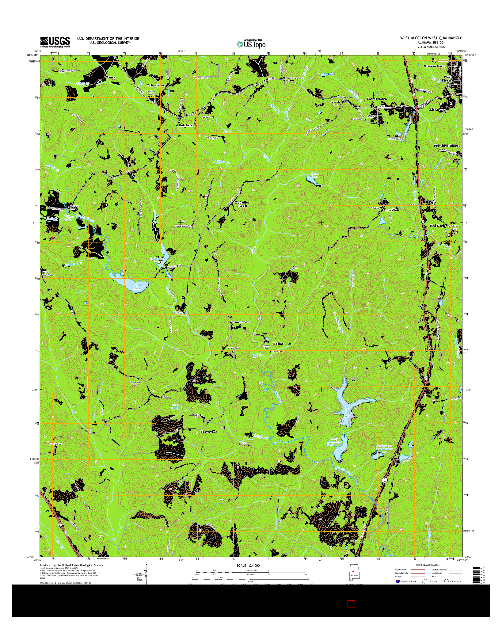 USGS US TOPO 7.5-MINUTE MAP FOR WEST BLOCTON WEST, AL 2014