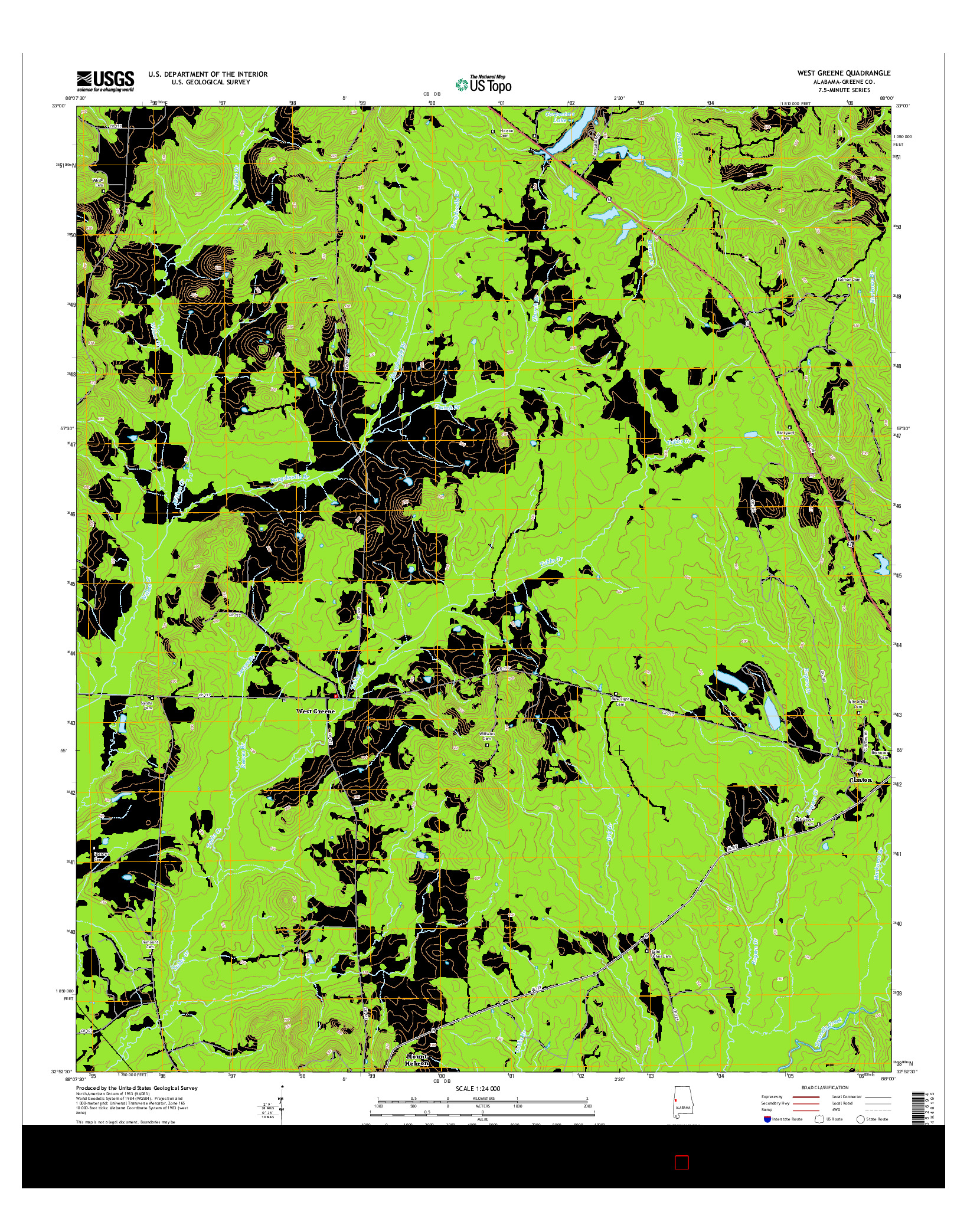 USGS US TOPO 7.5-MINUTE MAP FOR WEST GREENE, AL 2014