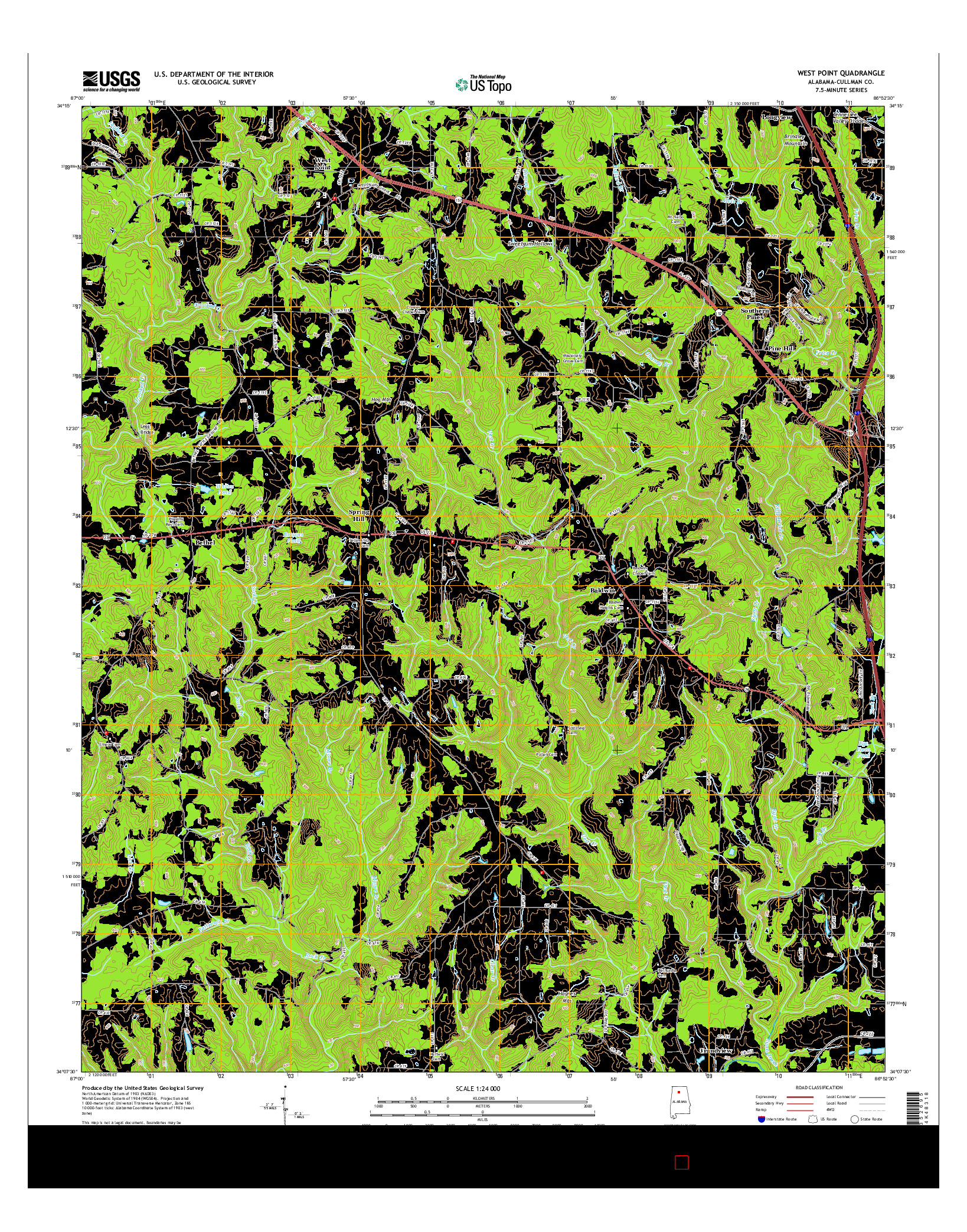 USGS US TOPO 7.5-MINUTE MAP FOR WEST POINT, AL 2014