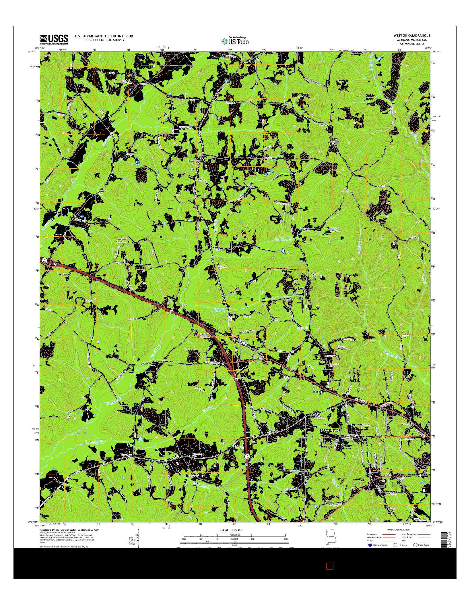 USGS US TOPO 7.5-MINUTE MAP FOR WESTON, AL 2014