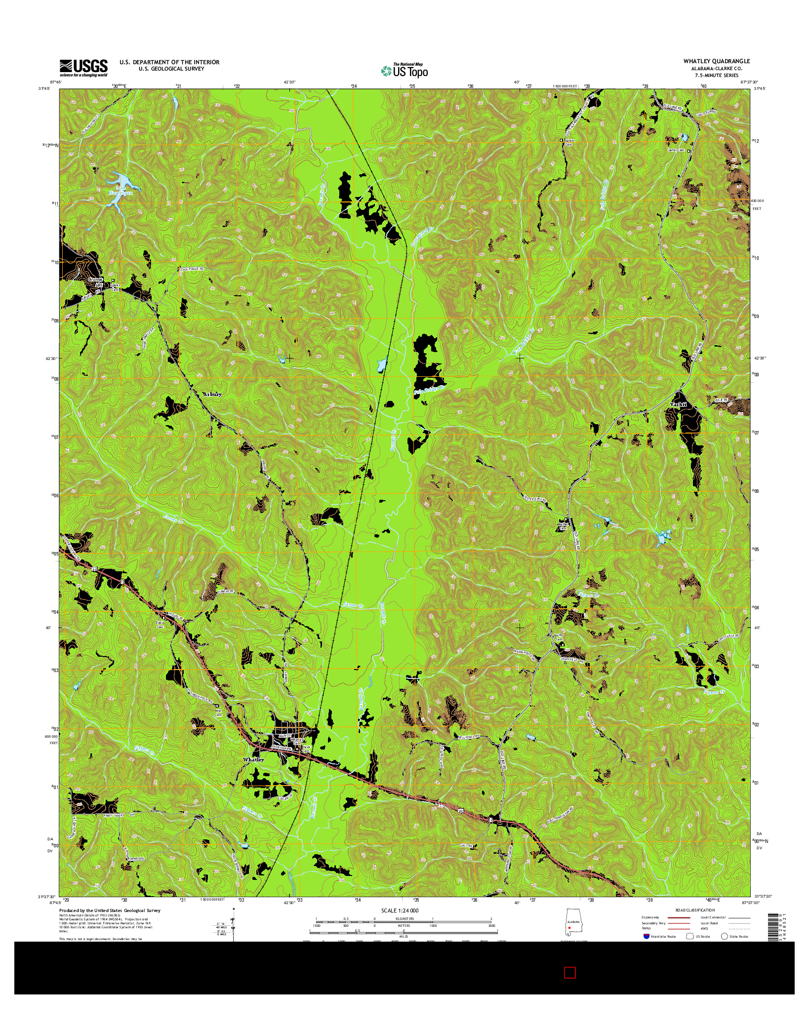 USGS US TOPO 7.5-MINUTE MAP FOR WHATLEY, AL 2014