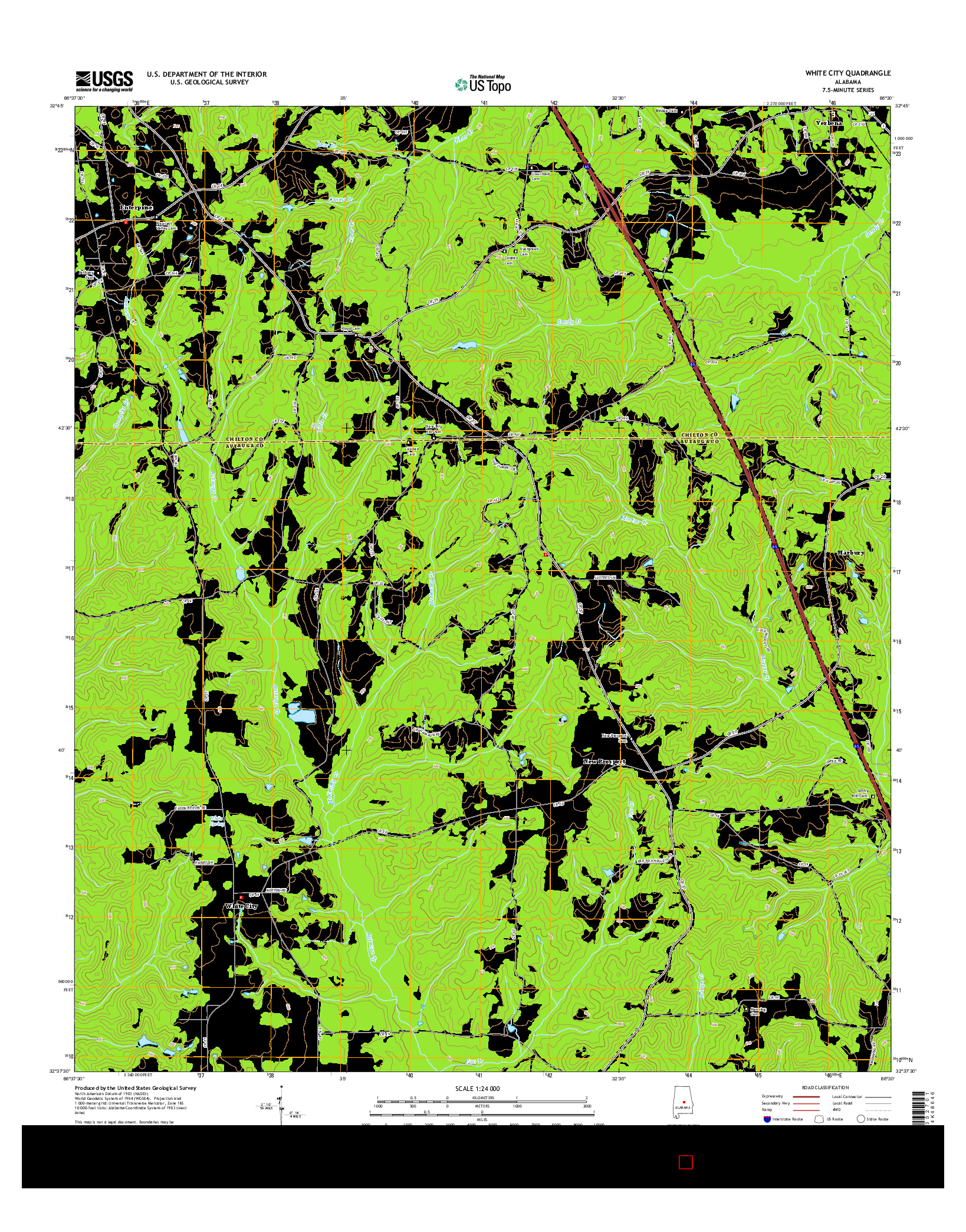 USGS US TOPO 7.5-MINUTE MAP FOR WHITE CITY, AL 2014