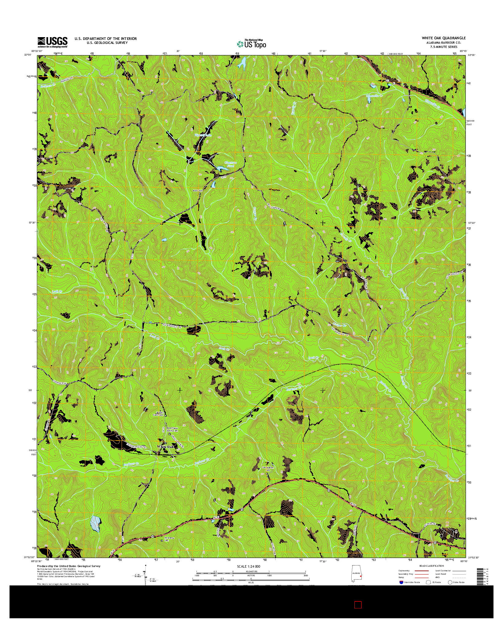 USGS US TOPO 7.5-MINUTE MAP FOR WHITE OAK, AL 2014