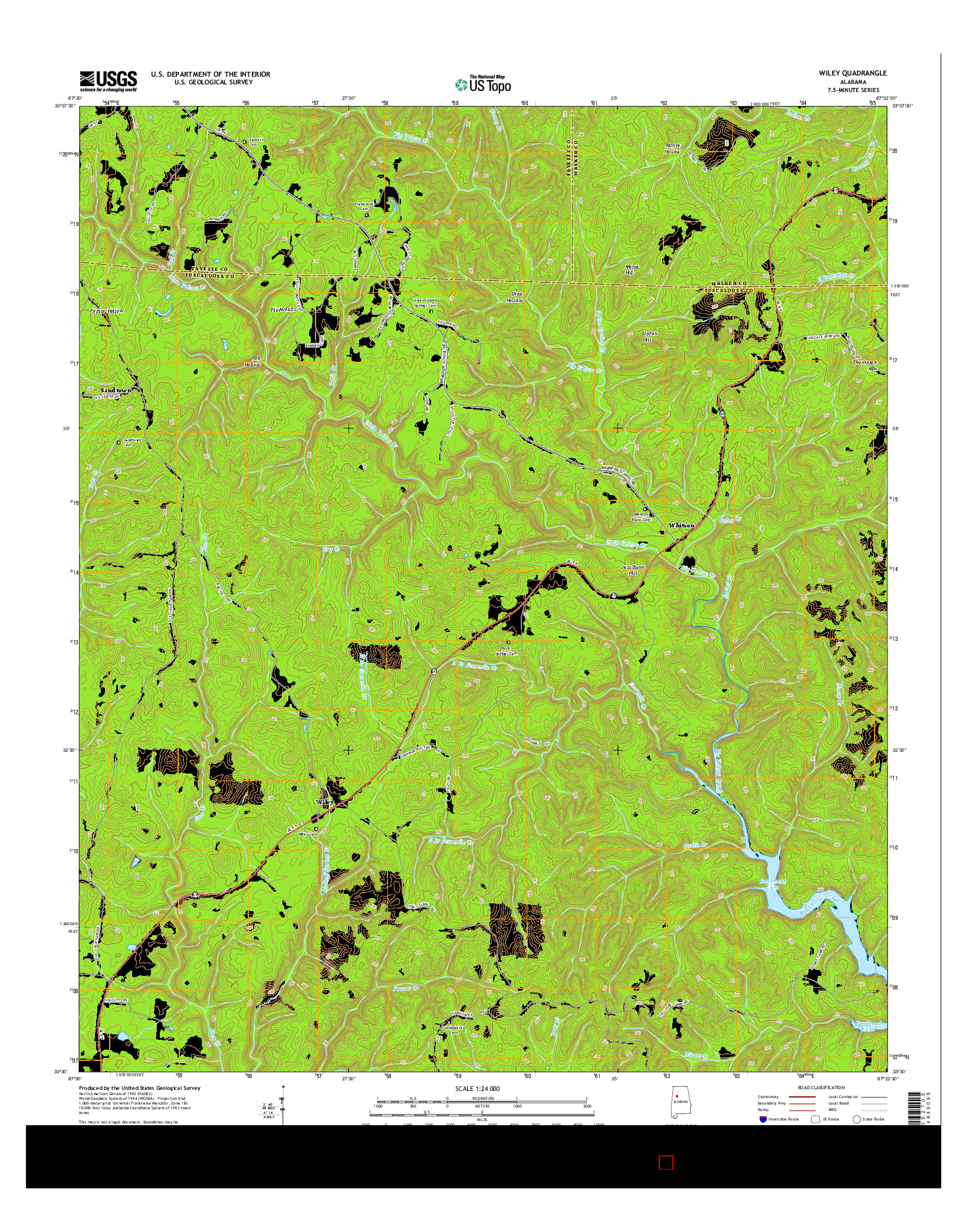 USGS US TOPO 7.5-MINUTE MAP FOR WILEY, AL 2014
