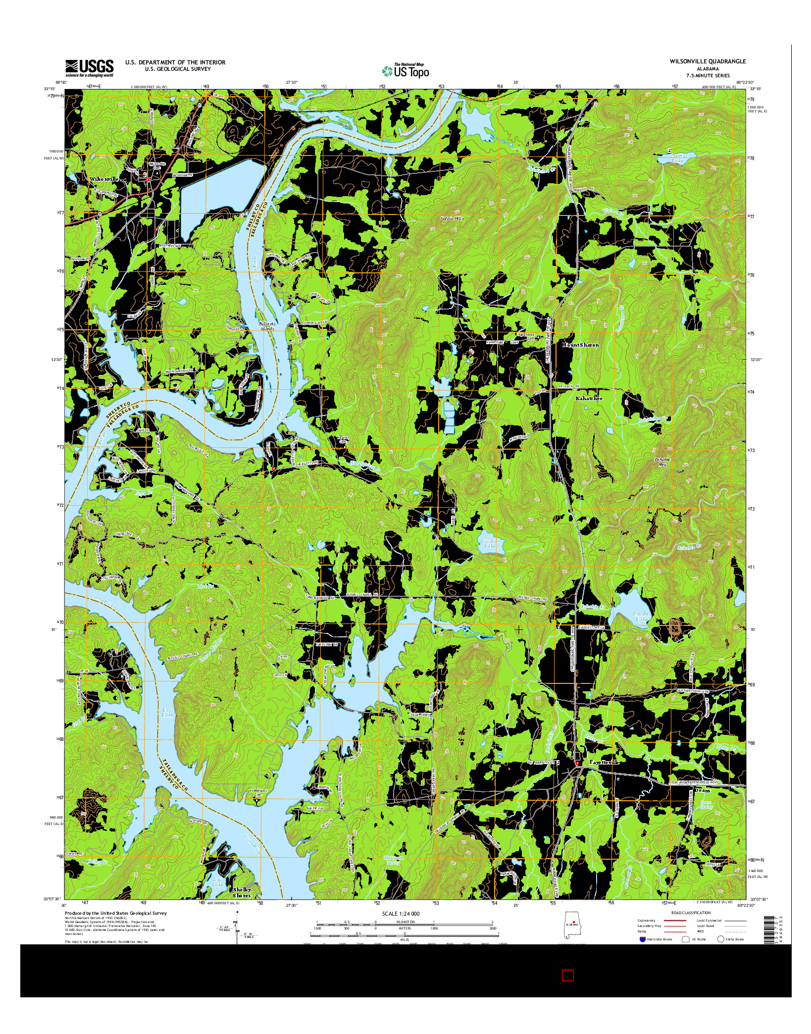 USGS US TOPO 7.5-MINUTE MAP FOR WILSONVILLE, AL 2014