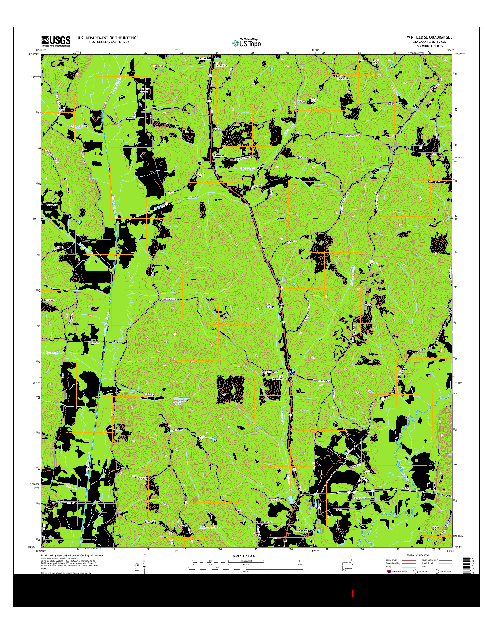 USGS US TOPO 7.5-MINUTE MAP FOR WINFIELD SE, AL 2014