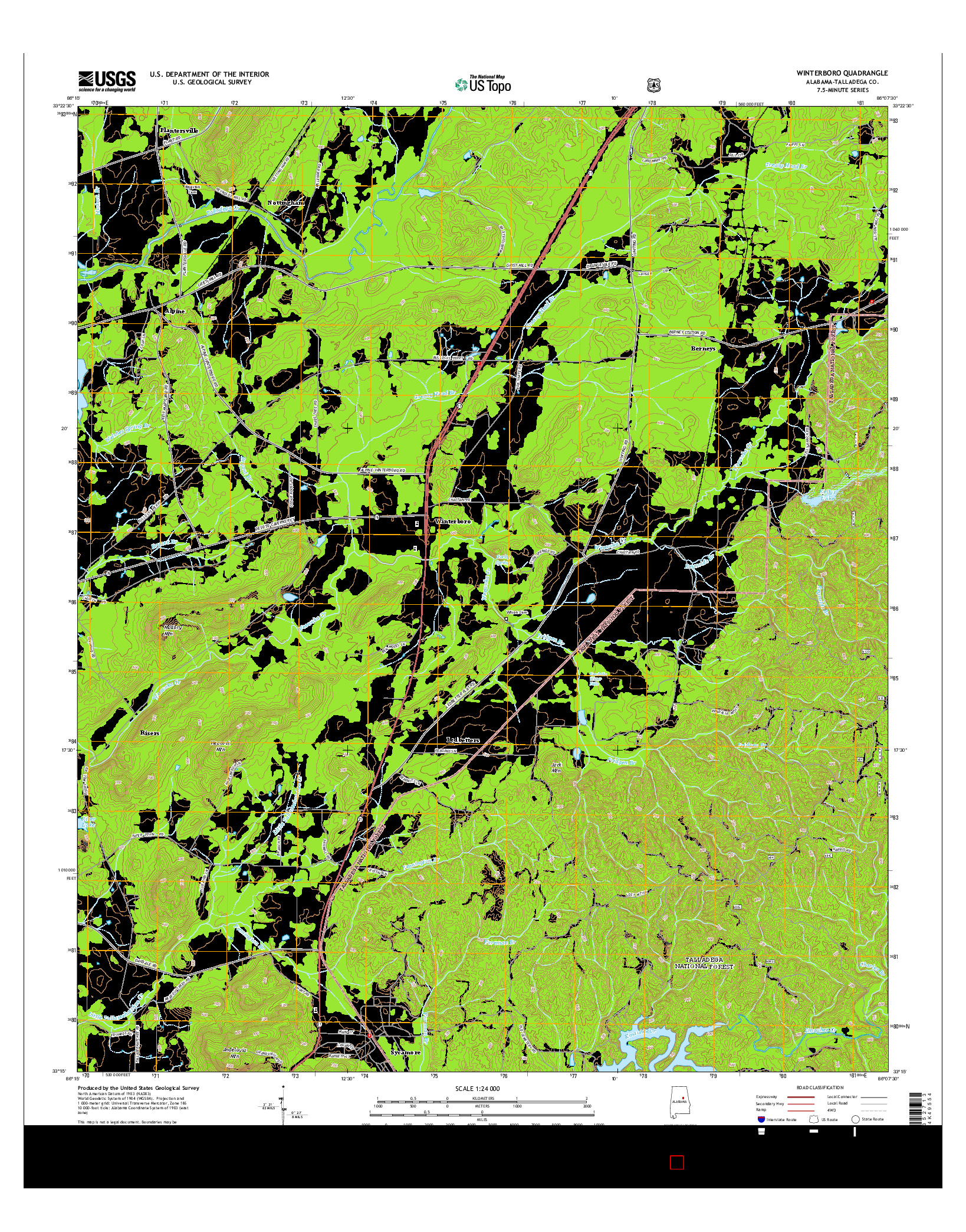 USGS US TOPO 7.5-MINUTE MAP FOR WINTERBORO, AL 2014