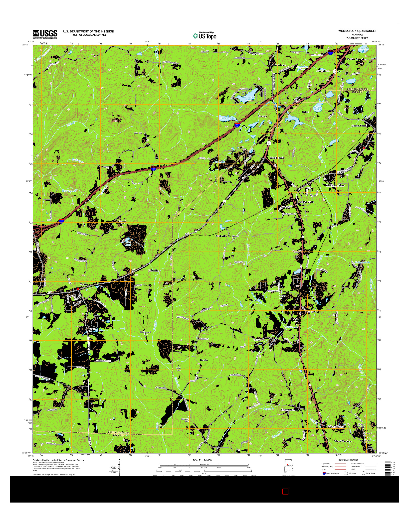 USGS US TOPO 7.5-MINUTE MAP FOR WOODSTOCK, AL 2014