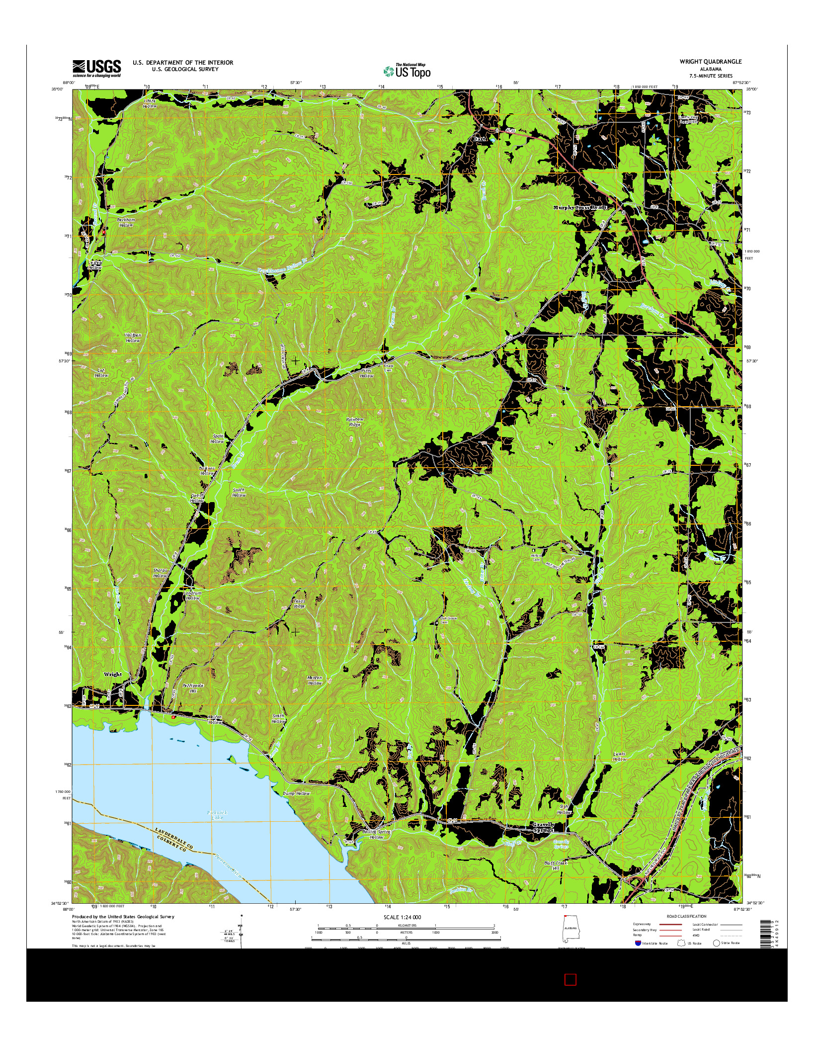 USGS US TOPO 7.5-MINUTE MAP FOR WRIGHT, AL 2014