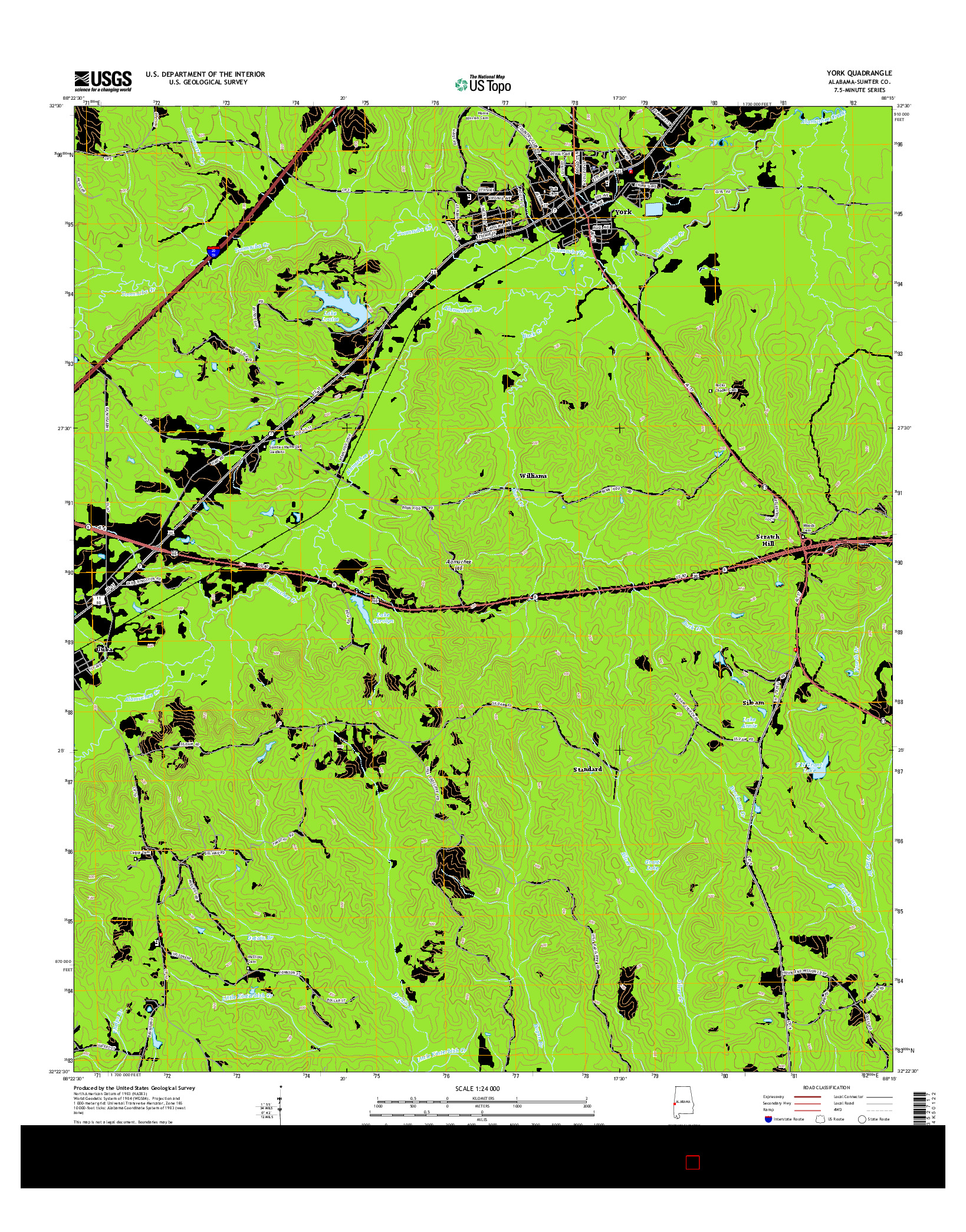 USGS US TOPO 7.5-MINUTE MAP FOR YORK, AL 2014