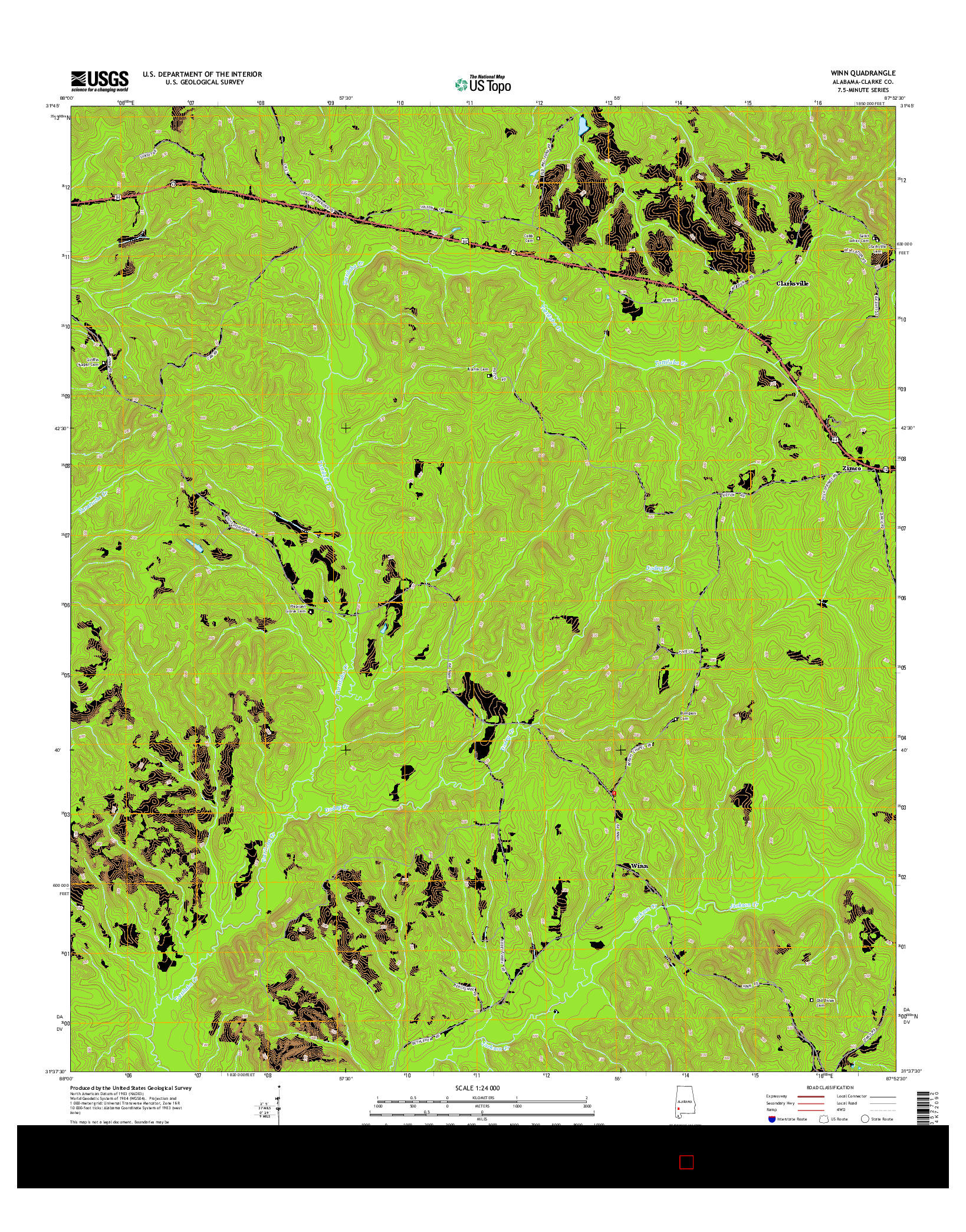 USGS US TOPO 7.5-MINUTE MAP FOR WINN, AL 2014