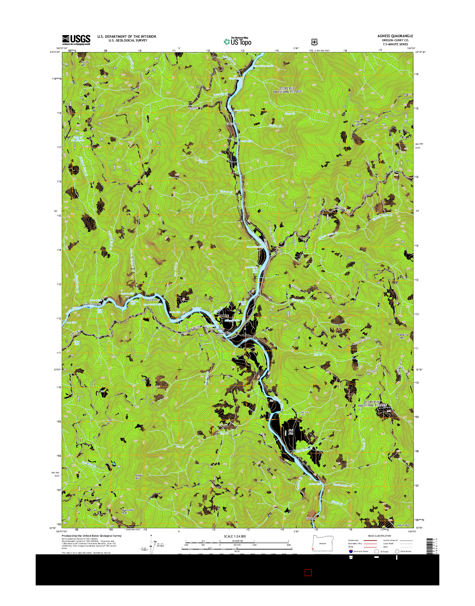 USGS US TOPO 7.5-MINUTE MAP FOR AGNESS, OR 2014