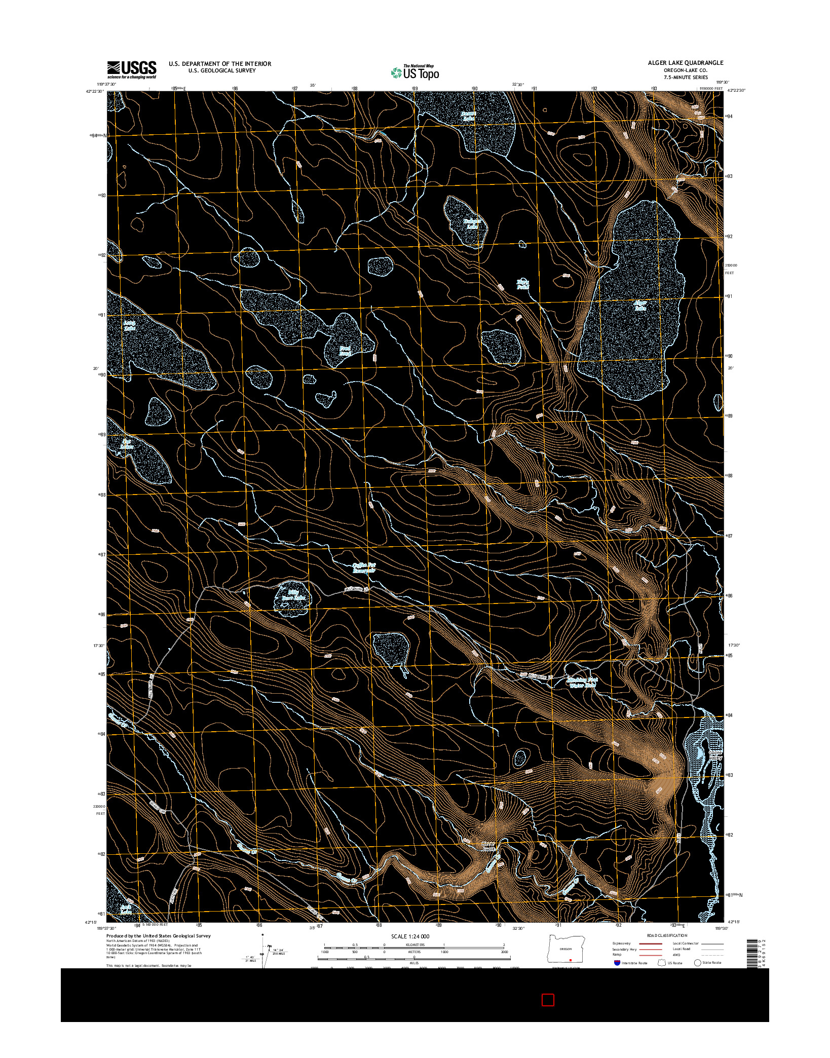 USGS US TOPO 7.5-MINUTE MAP FOR ALGER LAKE, OR 2014