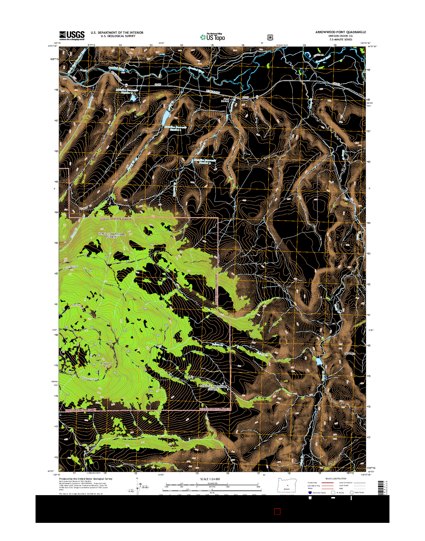 USGS US TOPO 7.5-MINUTE MAP FOR ARROWWOOD POINT, OR 2014