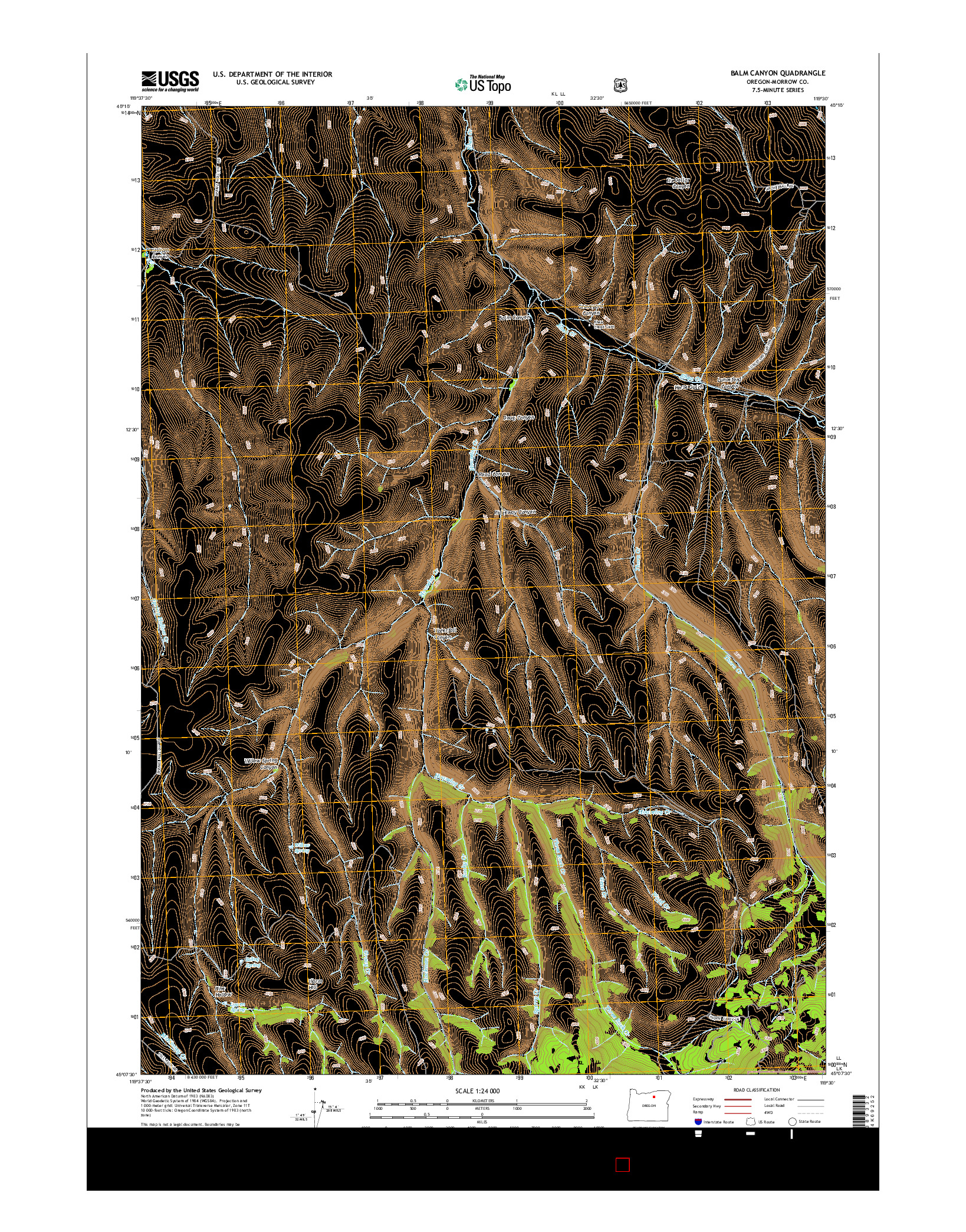 USGS US TOPO 7.5-MINUTE MAP FOR BALM CANYON, OR 2014