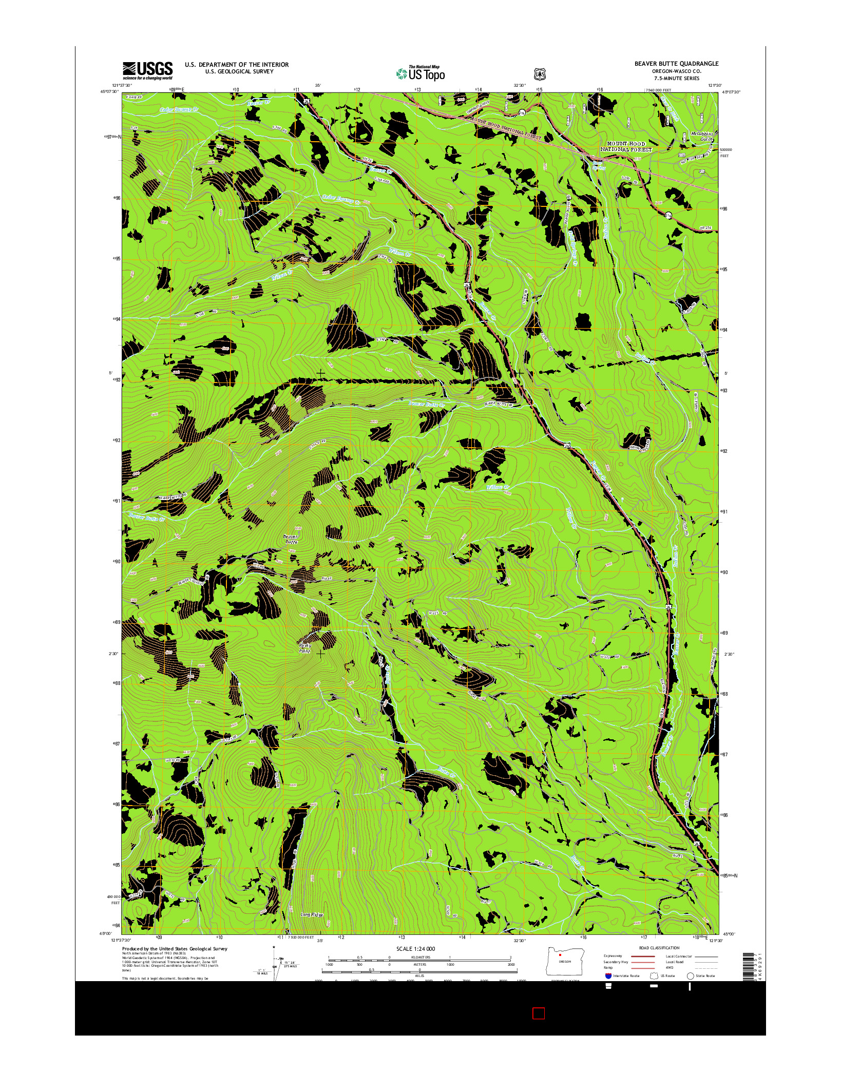 USGS US TOPO 7.5-MINUTE MAP FOR BEAVER BUTTE, OR 2014