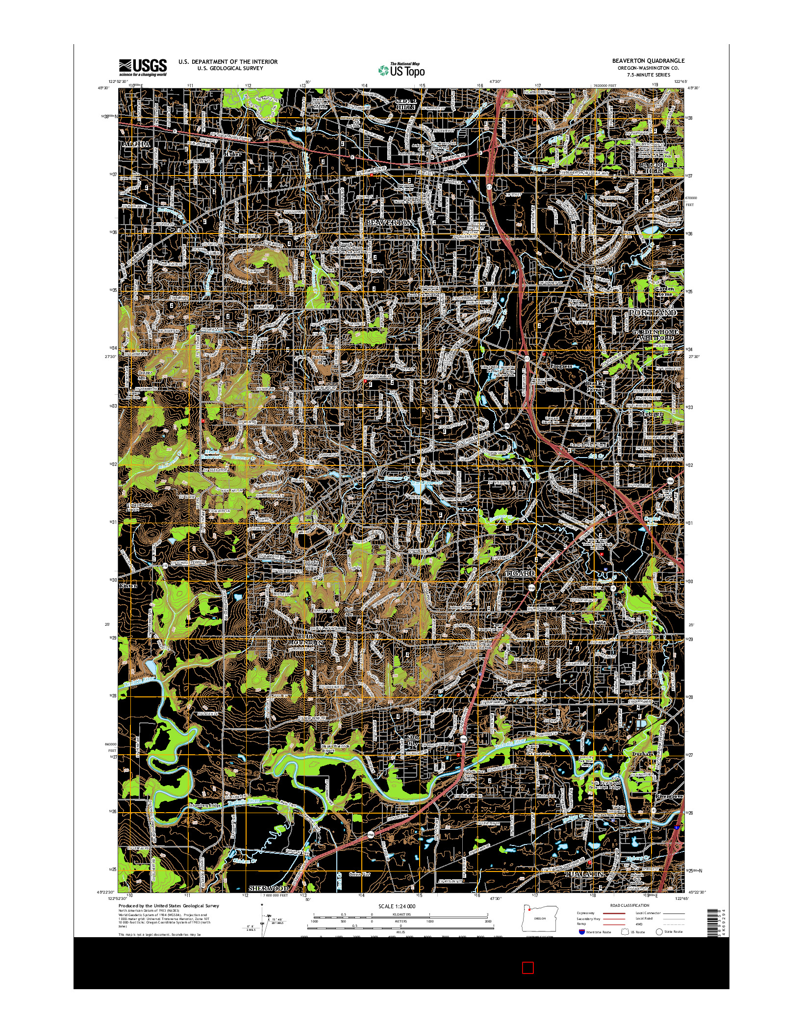 USGS US TOPO 7.5-MINUTE MAP FOR BEAVERTON, OR 2014