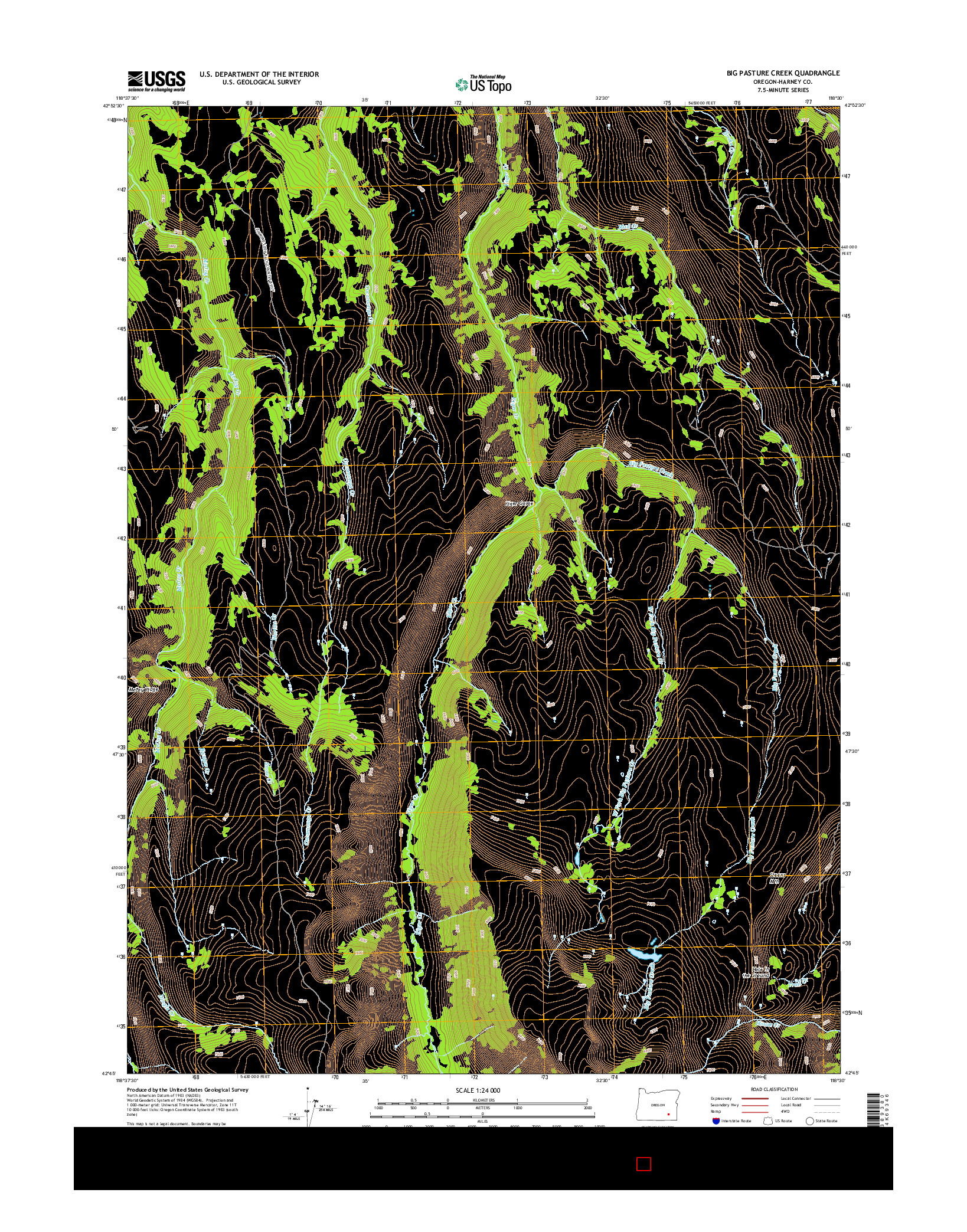 USGS US TOPO 7.5-MINUTE MAP FOR BIG PASTURE CREEK, OR 2014