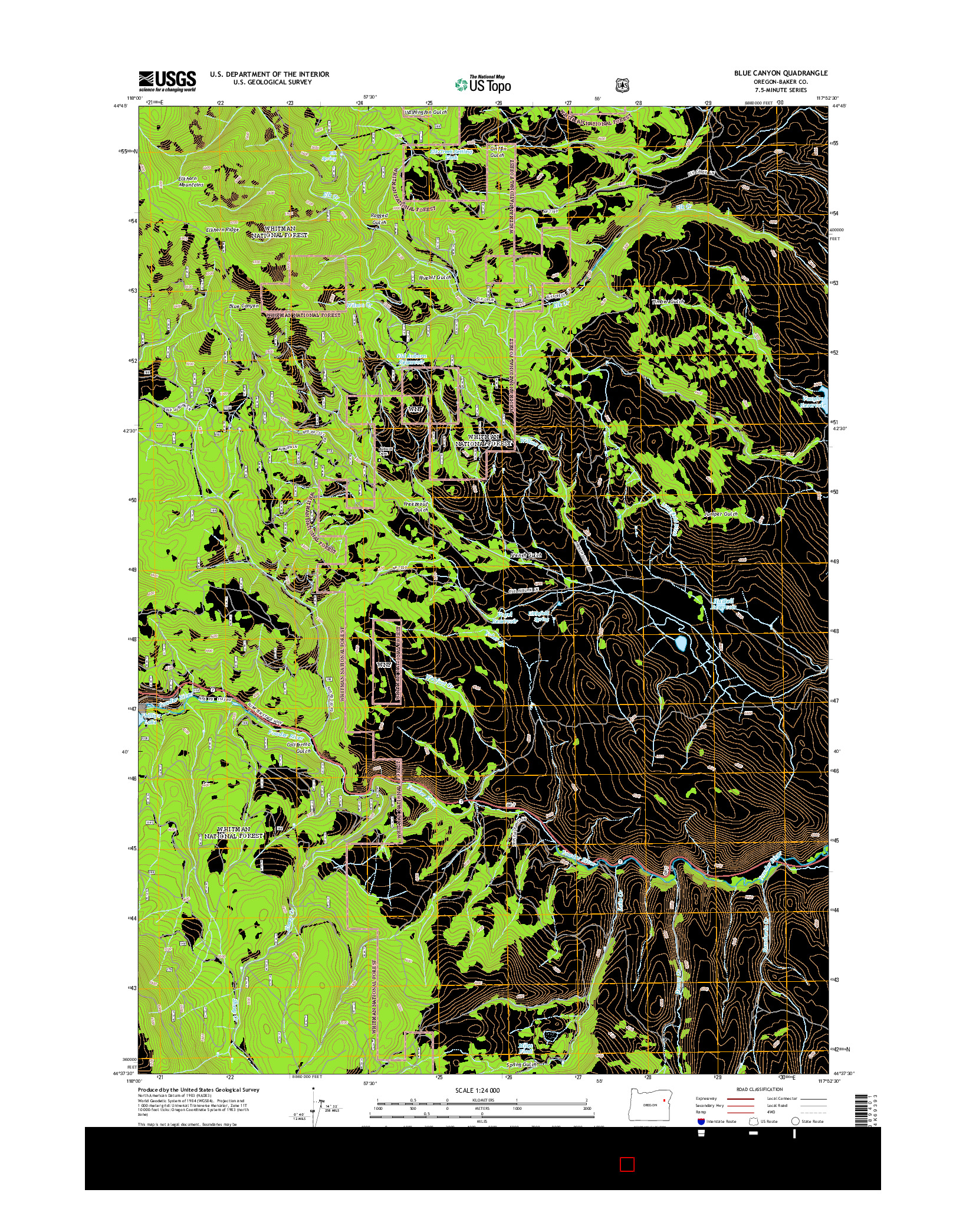 USGS US TOPO 7.5-MINUTE MAP FOR BLUE CANYON, OR 2014