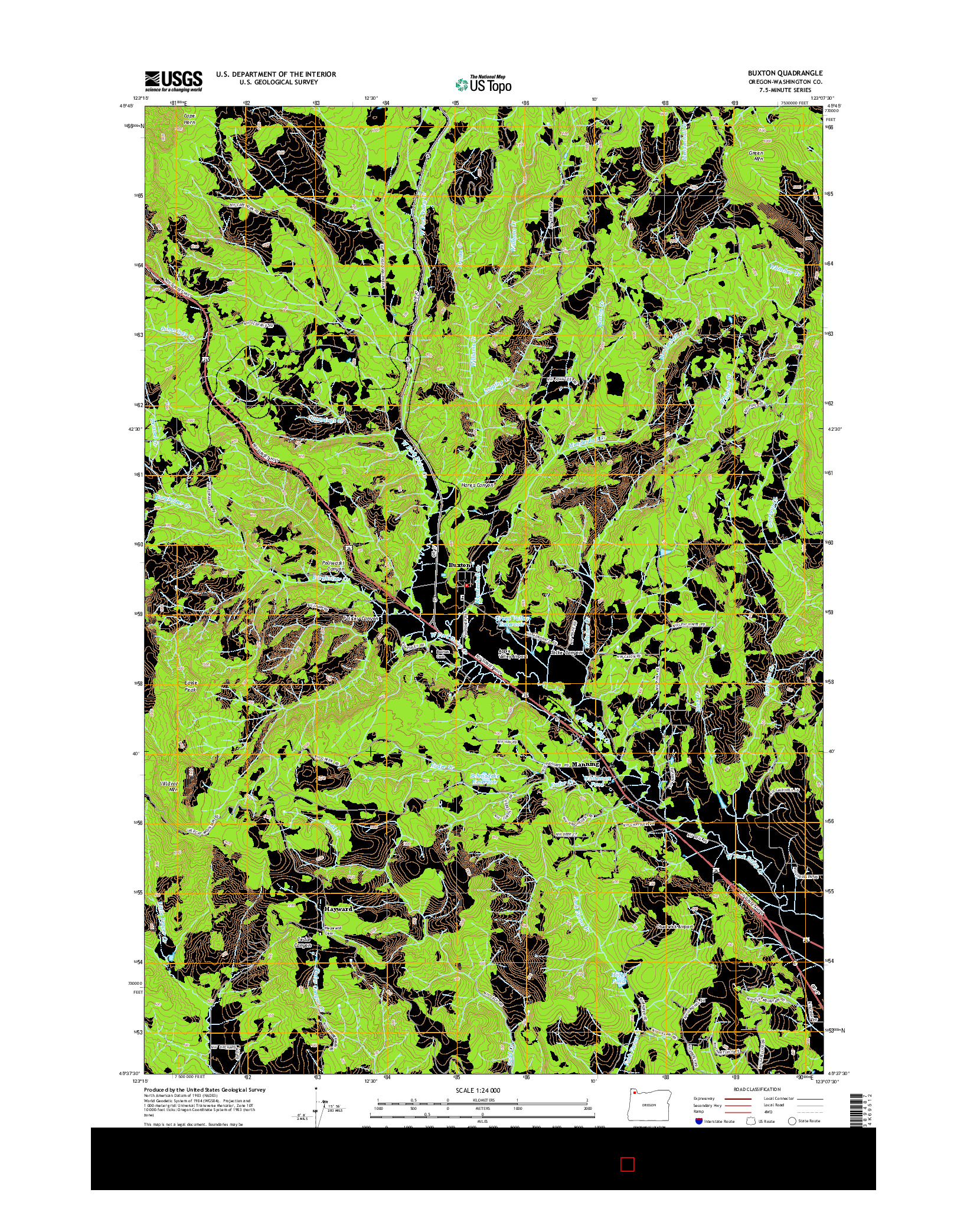 USGS US TOPO 7.5-MINUTE MAP FOR BUXTON, OR 2014