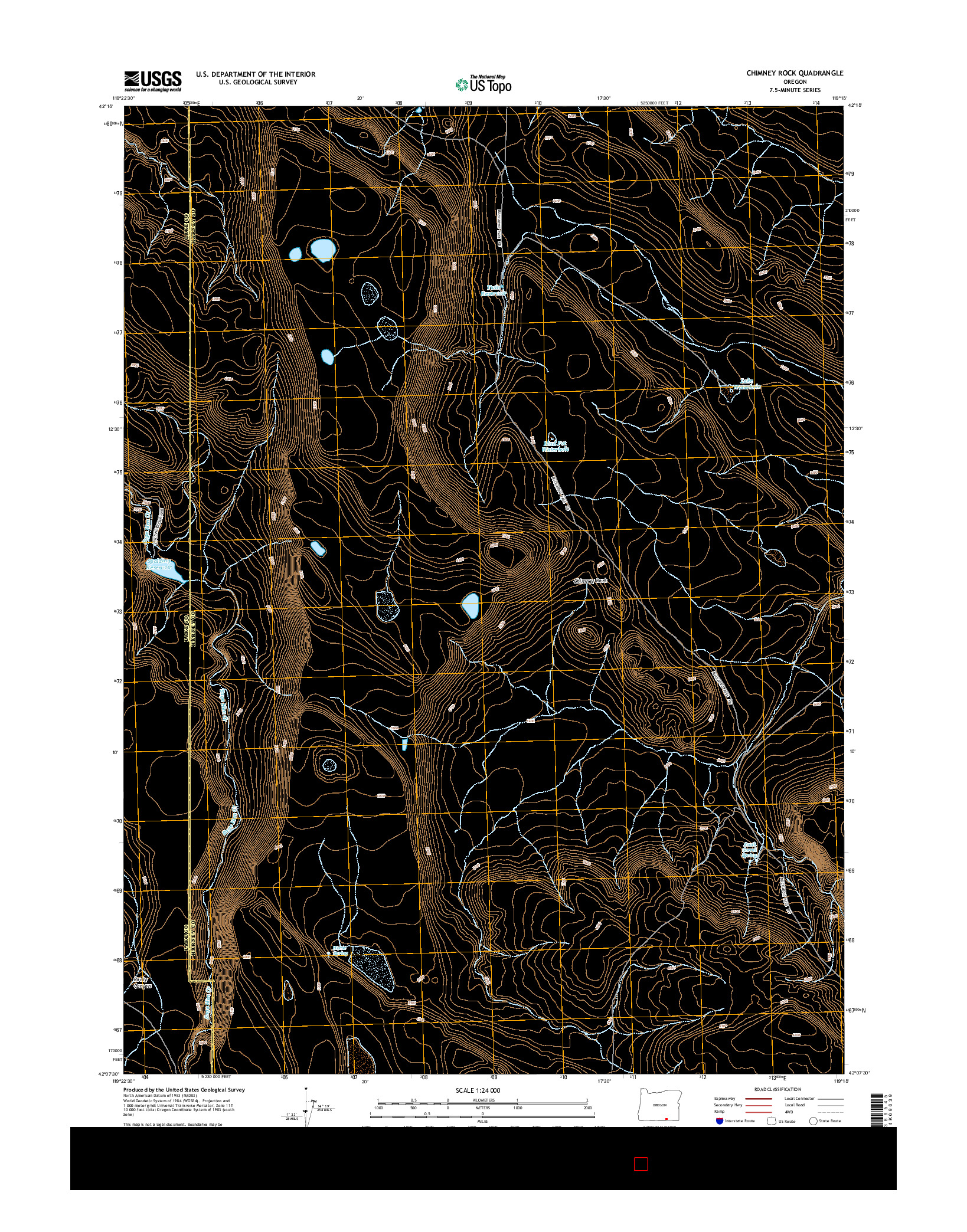 USGS US TOPO 7.5-MINUTE MAP FOR CHIMNEY ROCK, OR 2014