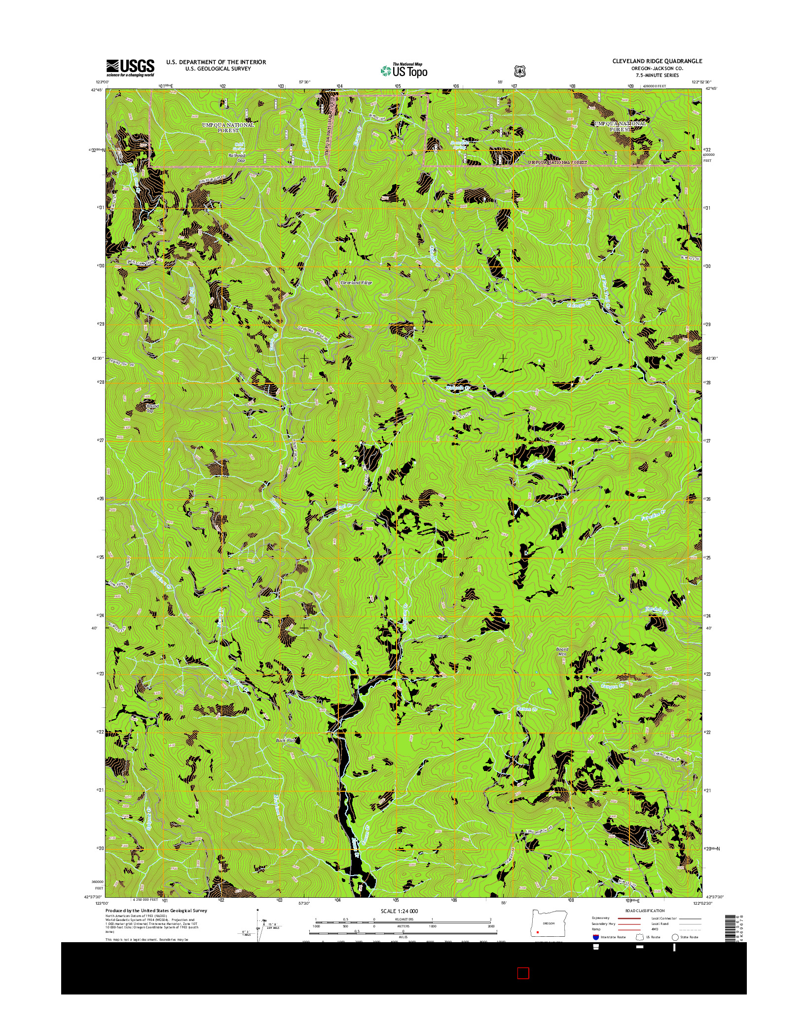 USGS US TOPO 7.5-MINUTE MAP FOR CLEVELAND RIDGE, OR 2014