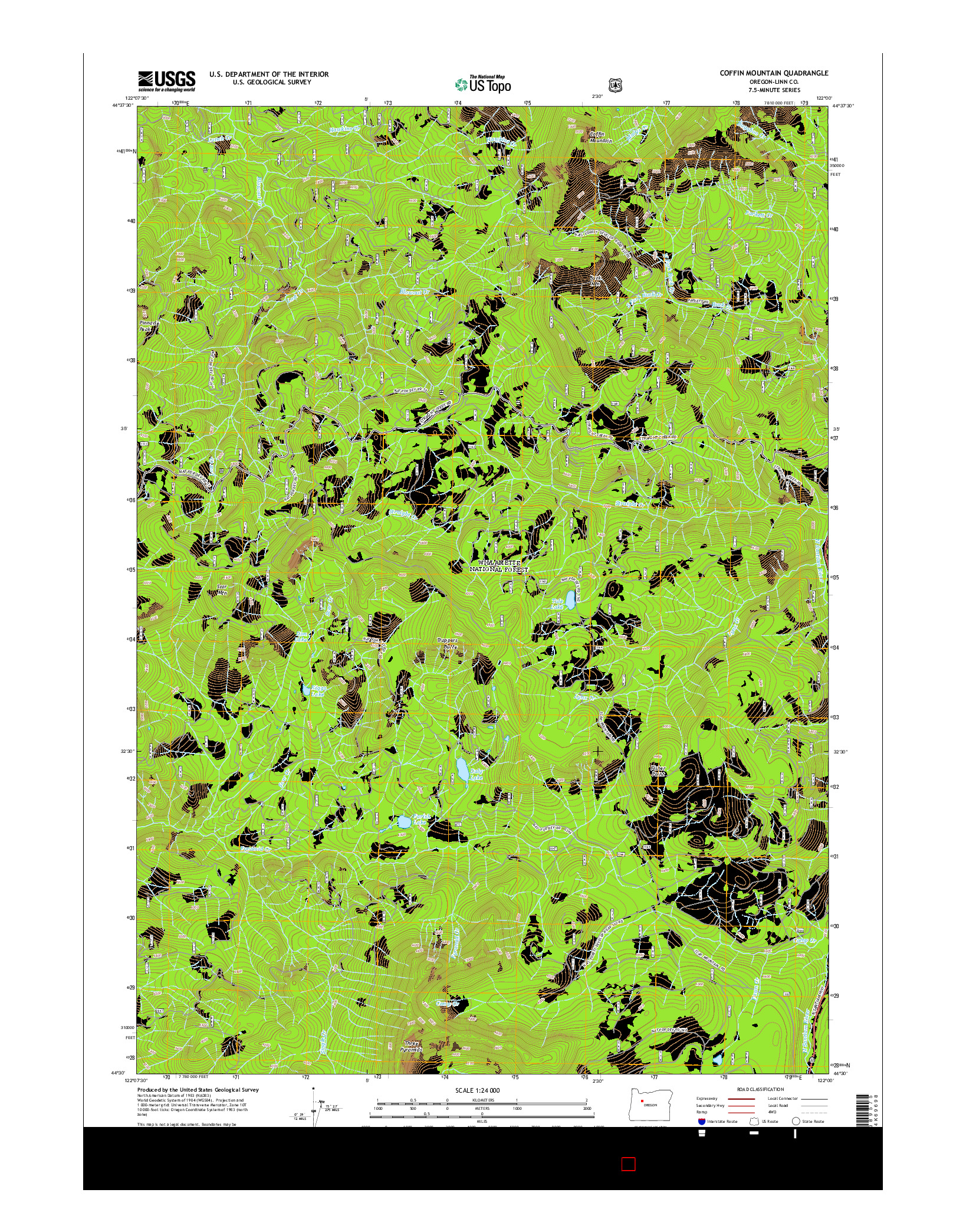 USGS US TOPO 7.5-MINUTE MAP FOR COFFIN MOUNTAIN, OR 2014