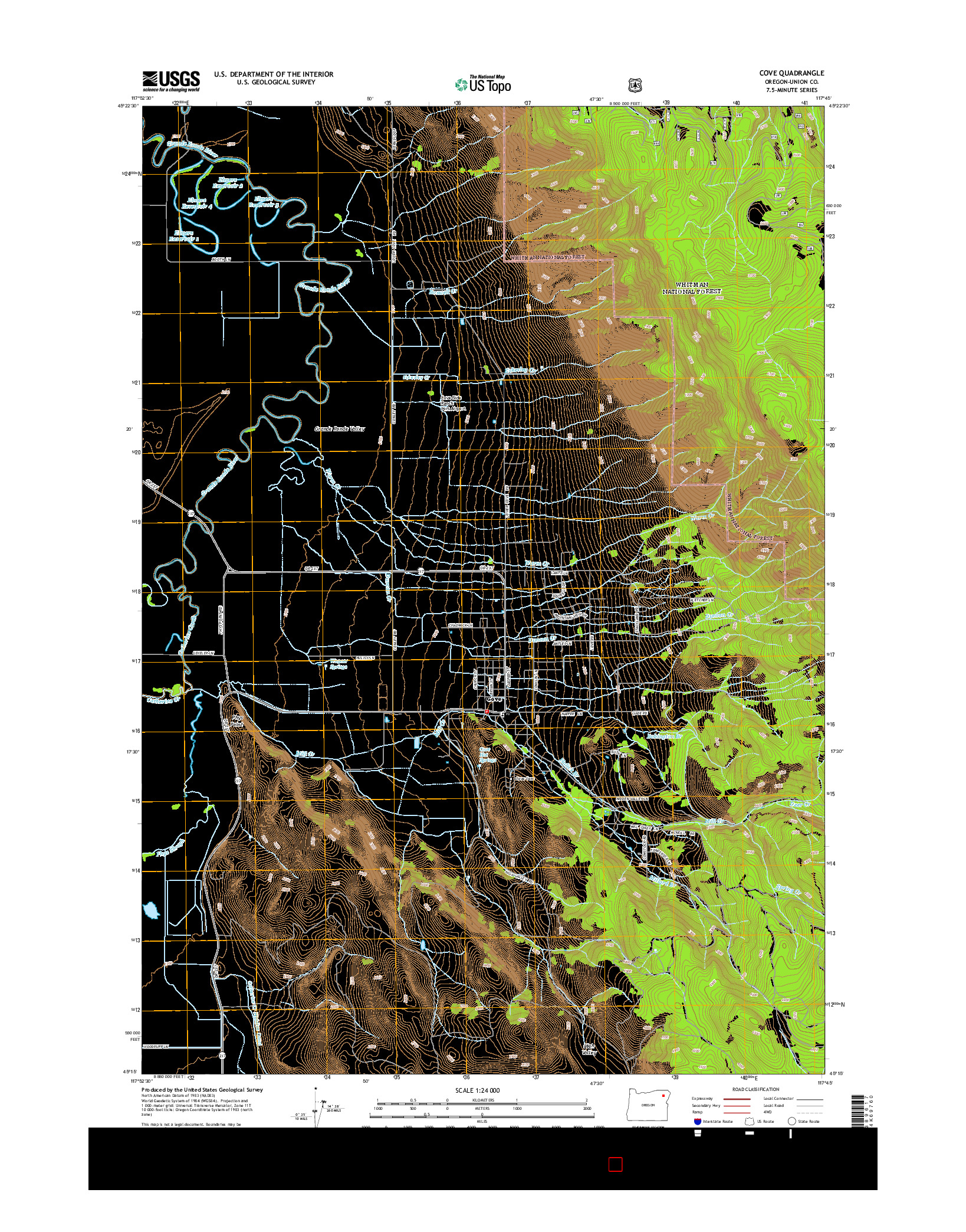 USGS US TOPO 7.5-MINUTE MAP FOR COVE, OR 2014